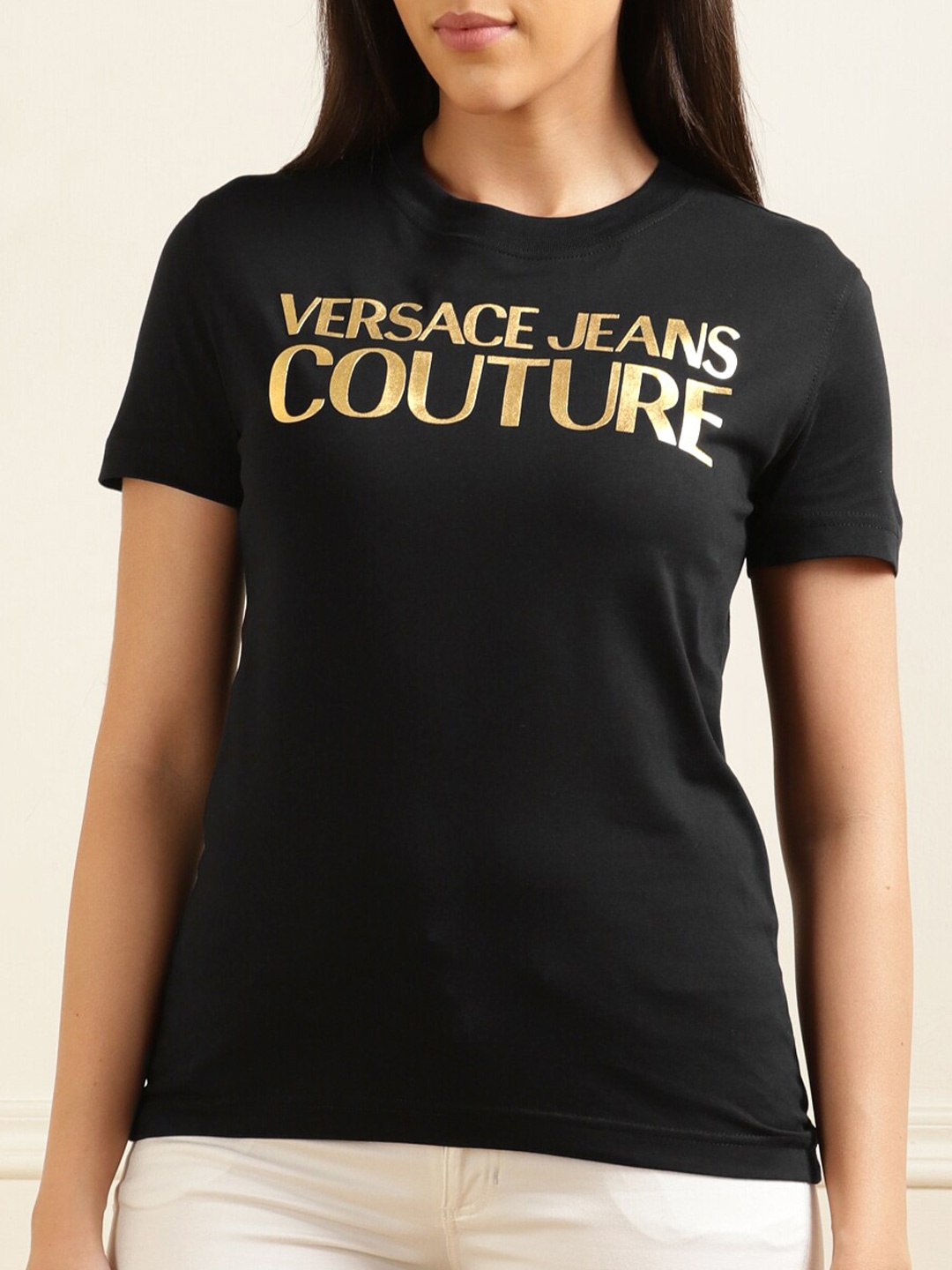 

Versace Jeans Couture Typography Printed Cotton T-shirt, Black