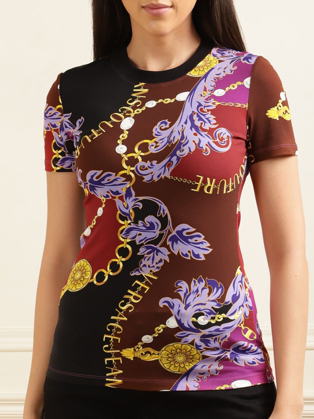 

Versace Jeans Couture Brand Logo Printed Cotton T-shirt, Purple