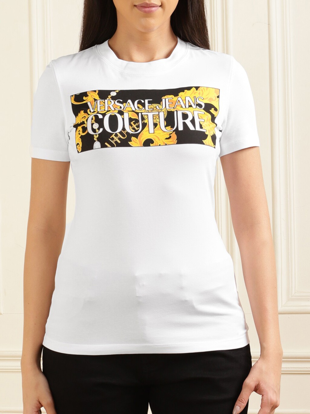 

Versace Jeans Couture Typography Printed Cotton T-shirt, White