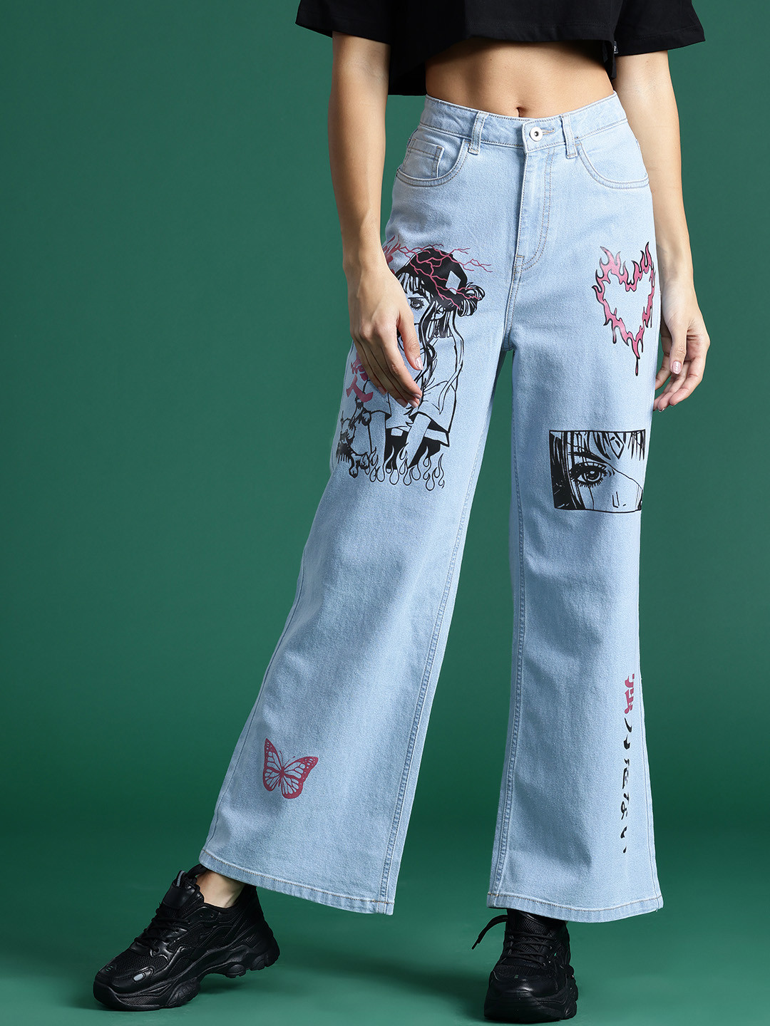 

DressBerry Women Straight Fit Printed Stretchable Jeans, Blue