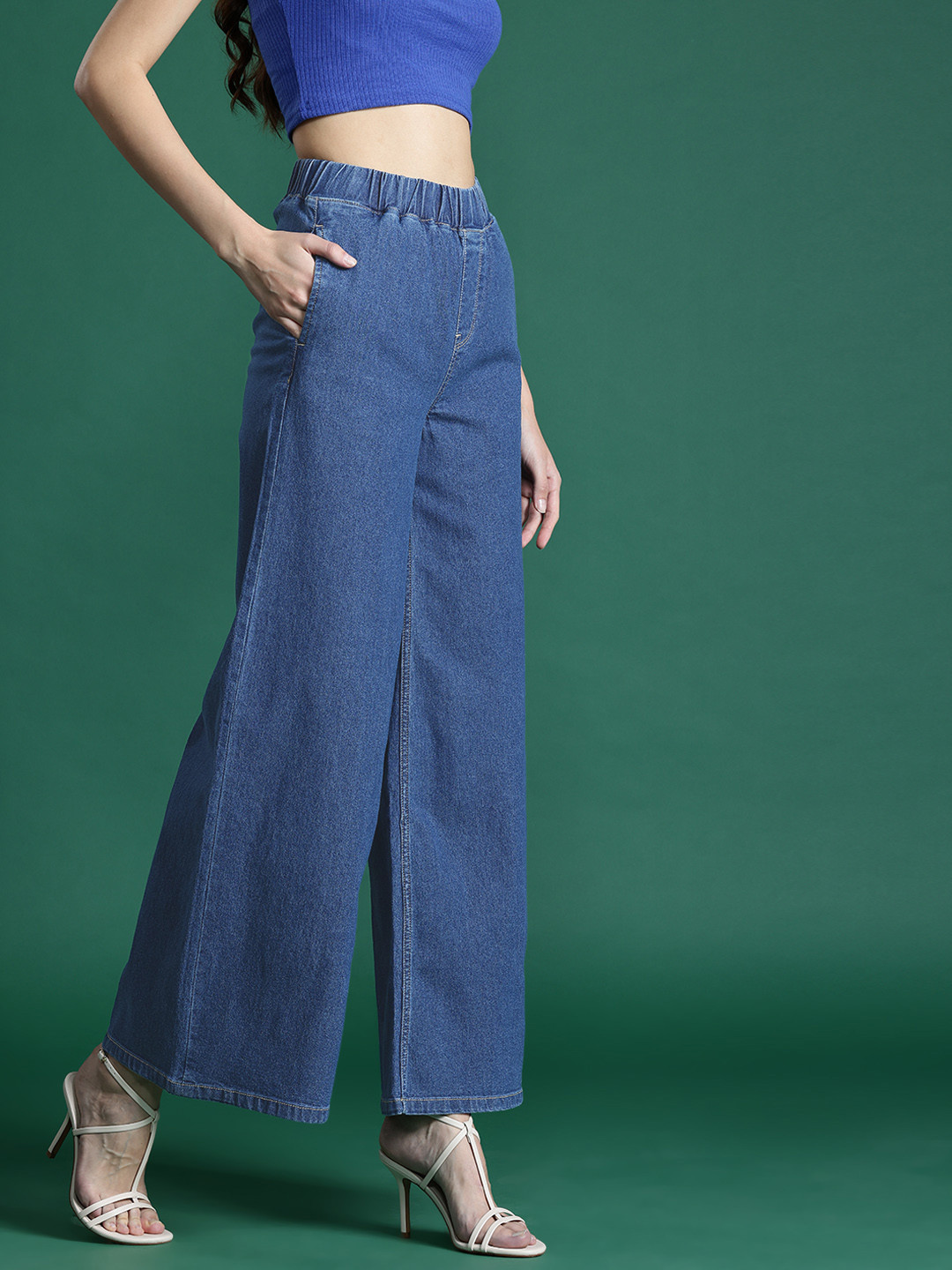 

DressBerry Women Flared Stretchable Jeans, Navy blue