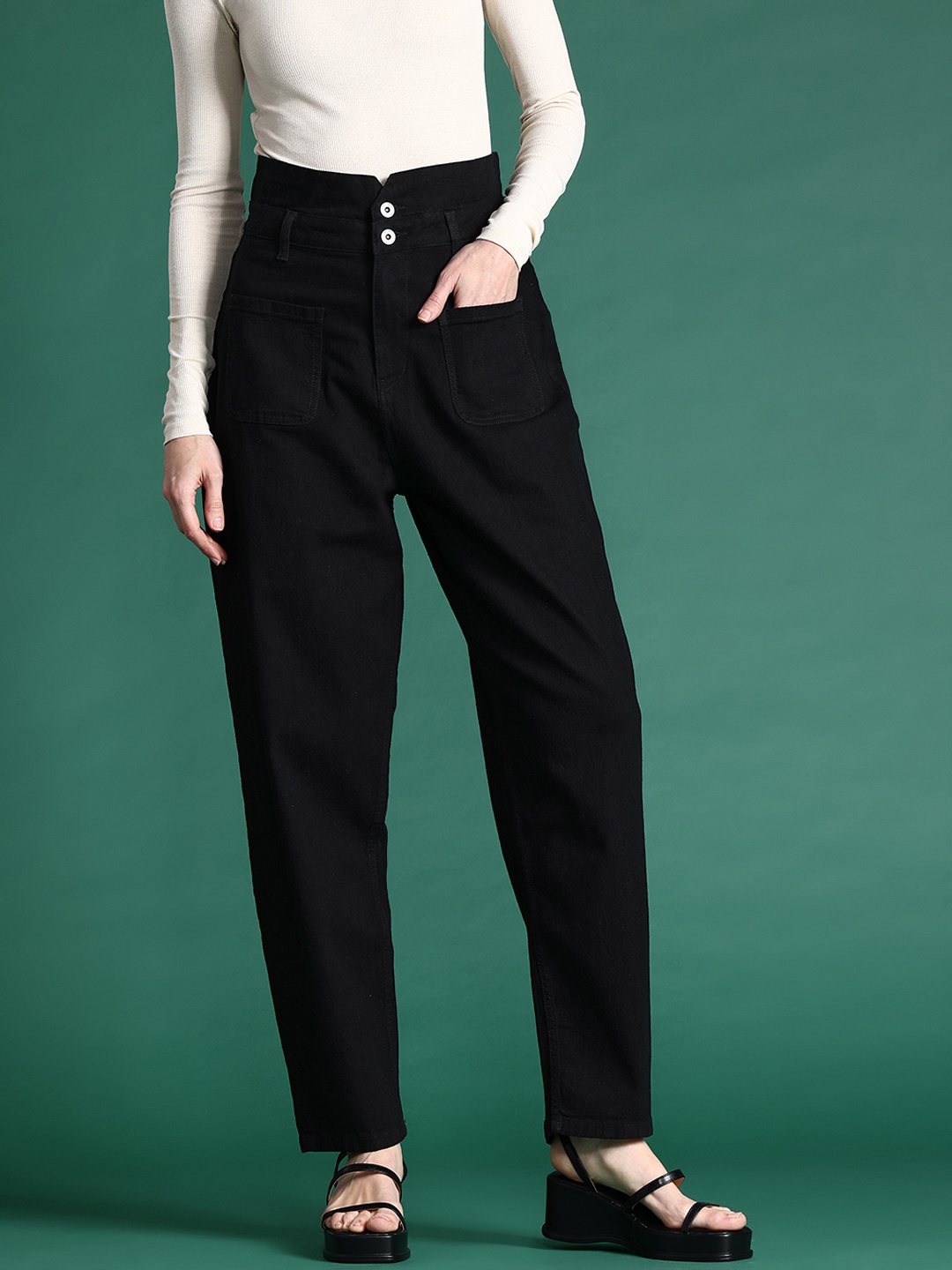 

DressBerry Women Slouchy Fit Stretchable Jeans, Black