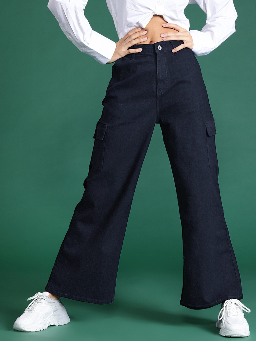 

DressBerry Women Wide Leg Stretchable Jeans, Black