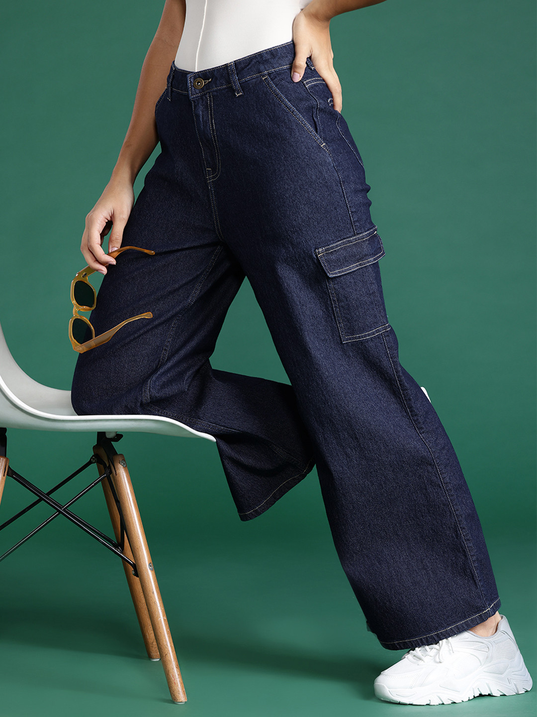 

DressBerry Women Wide Leg Stretchable Jeans, Blue