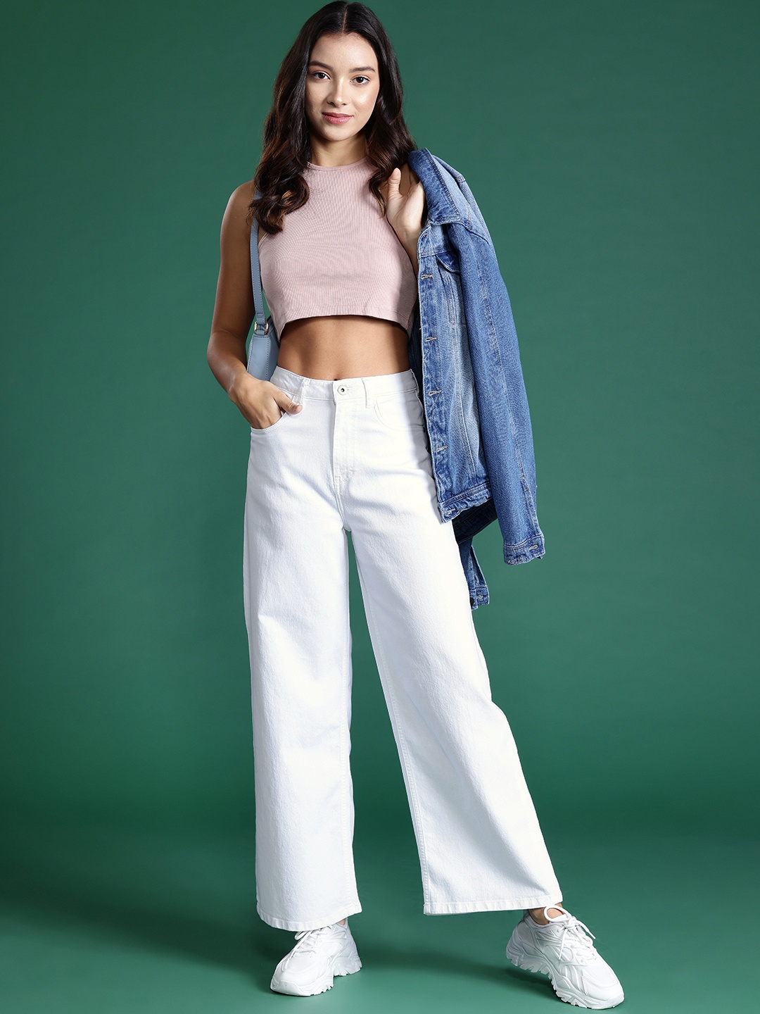 

DressBerry Women Wide Leg Jeans, White