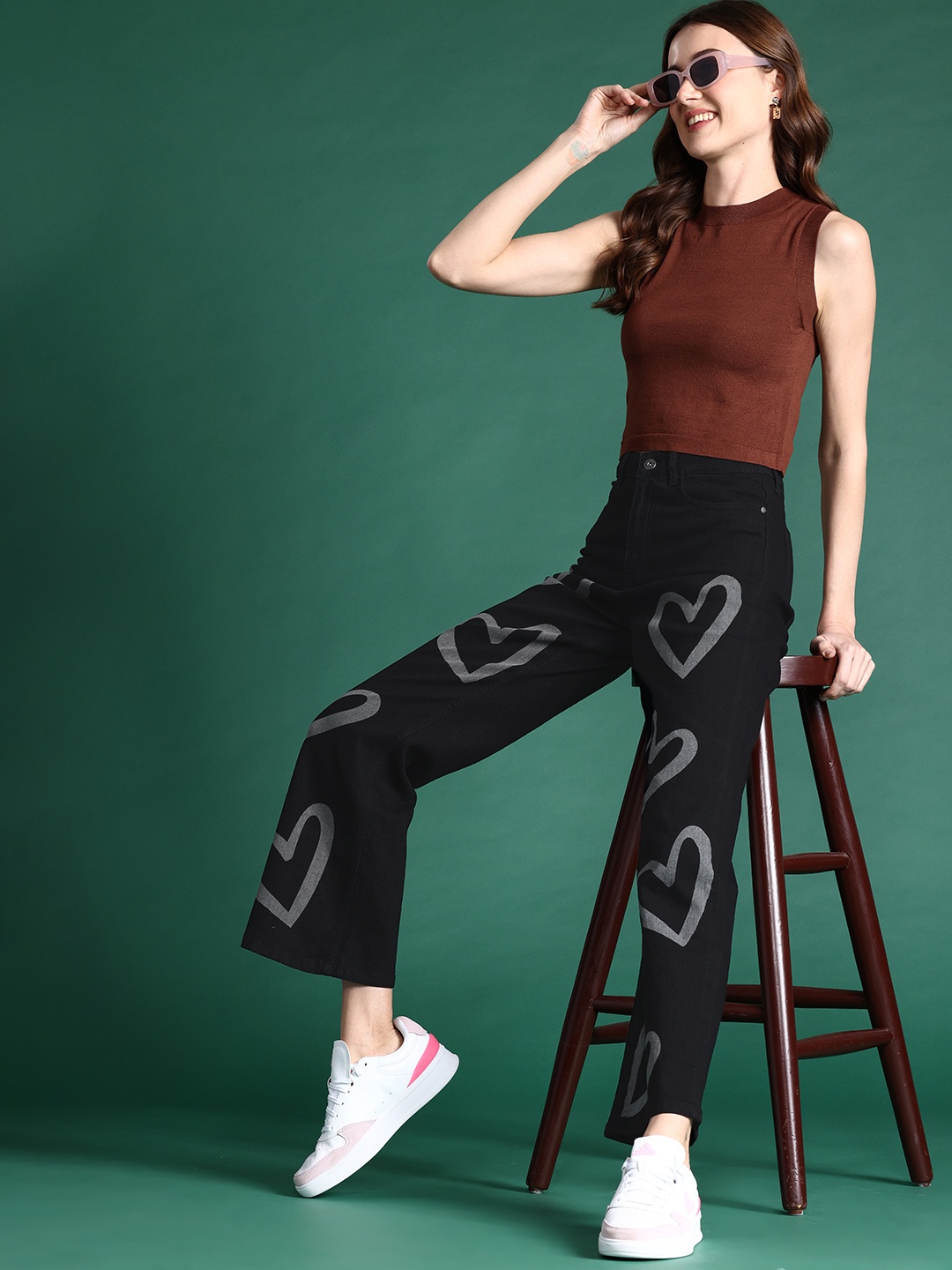 

DressBerry Women Straight Fit Printed Stretchable Jeans, Black