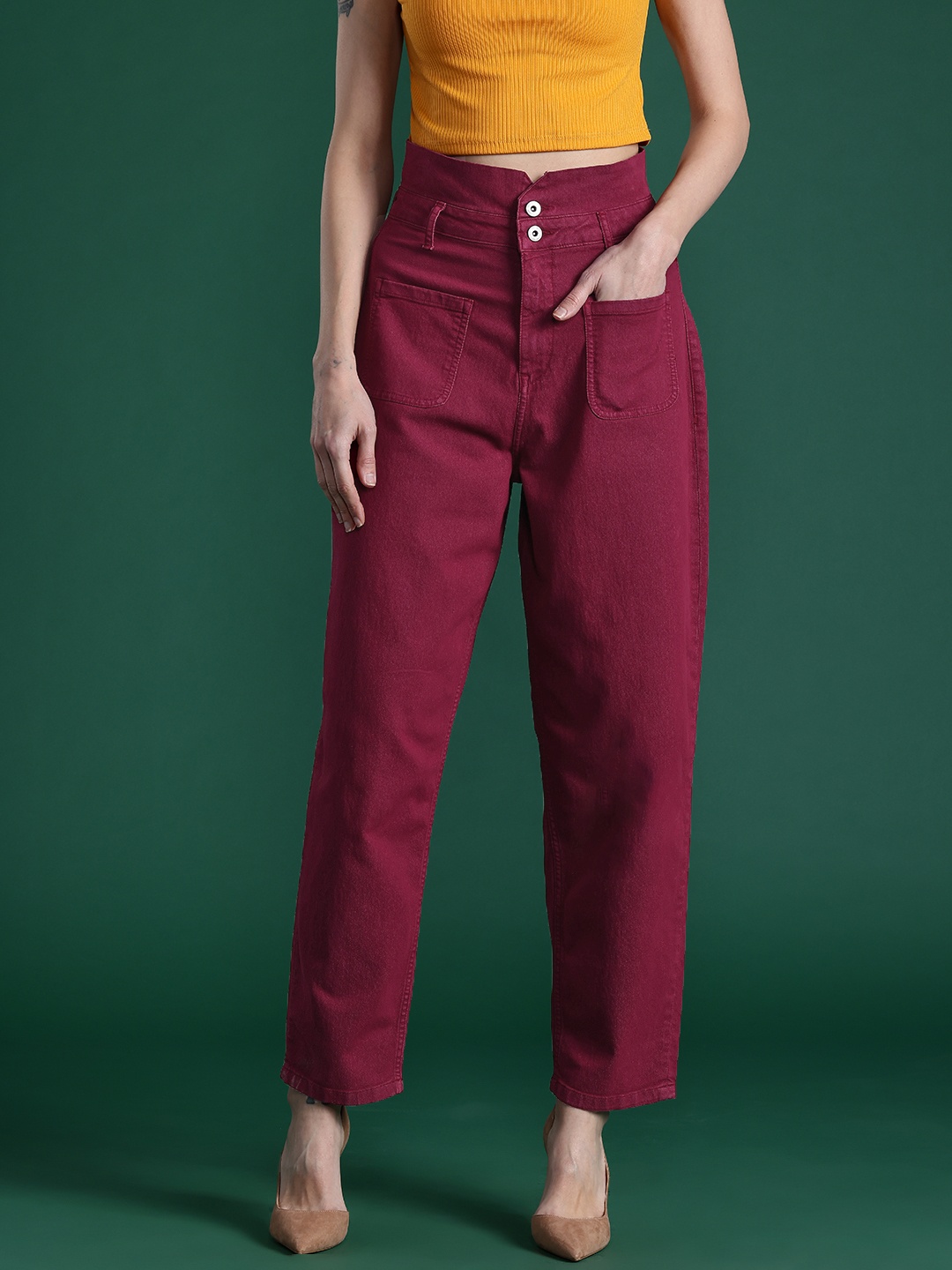 

DressBerry Women Slouchy Fit Jeans, Maroon