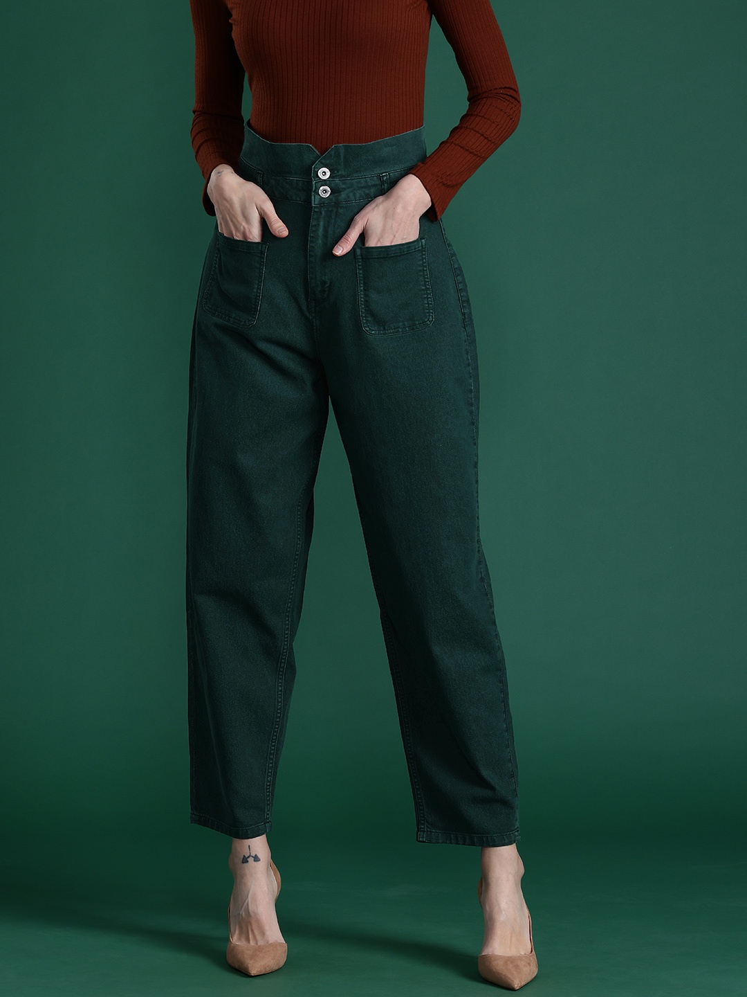 

DressBerry Women Slouchy Fit Jeans, Green