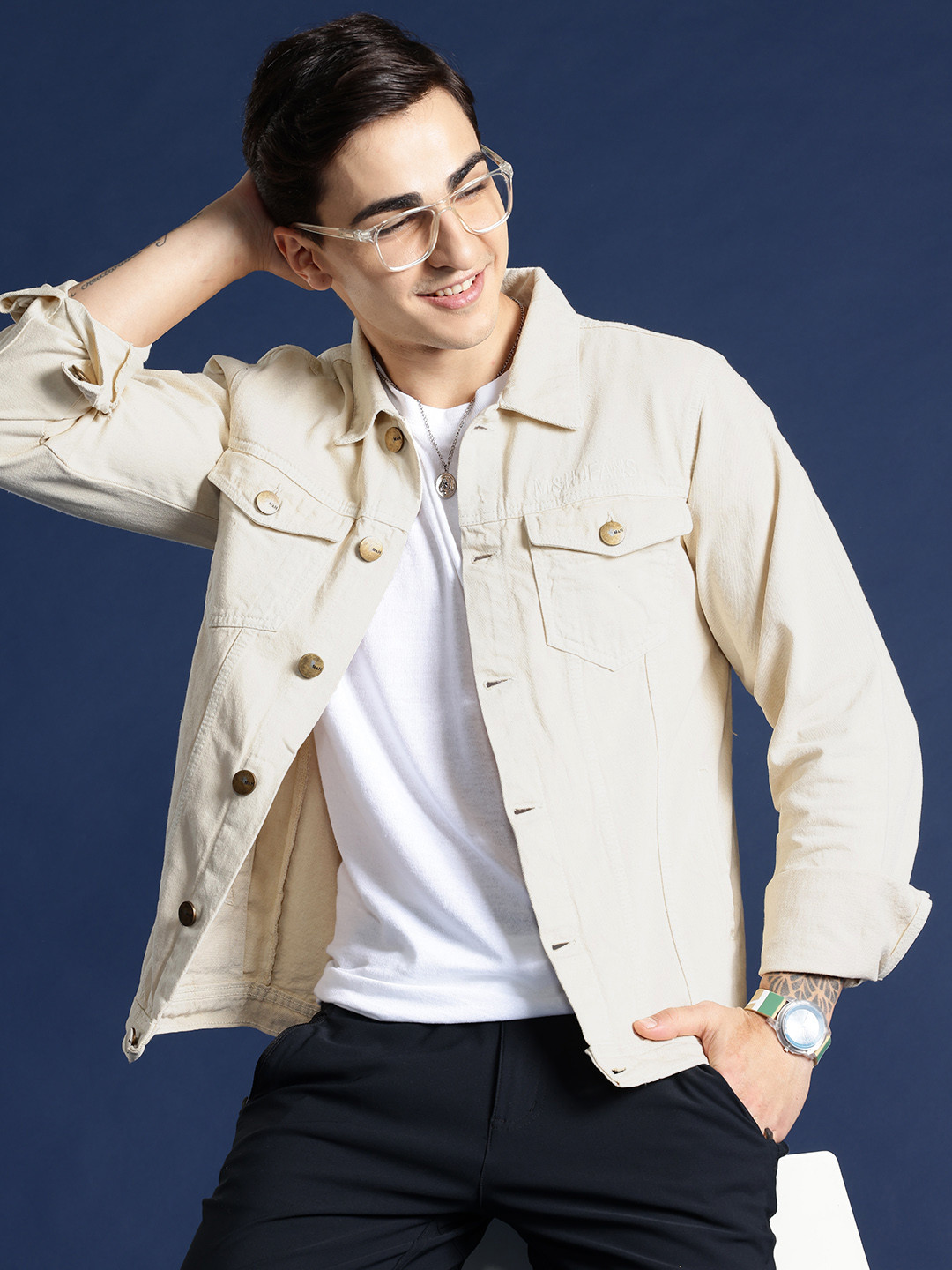 

Mast & Harbour Regular Fit Denim Jacket, Beige