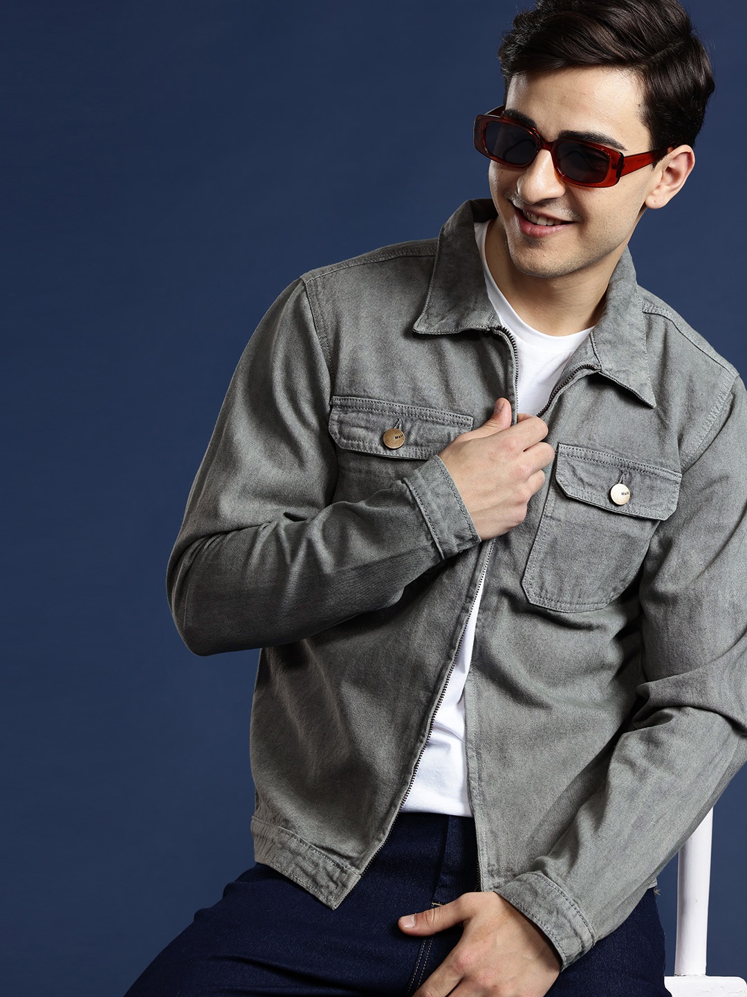 

Mast & Harbour Cotton Denim Jacket, Grey