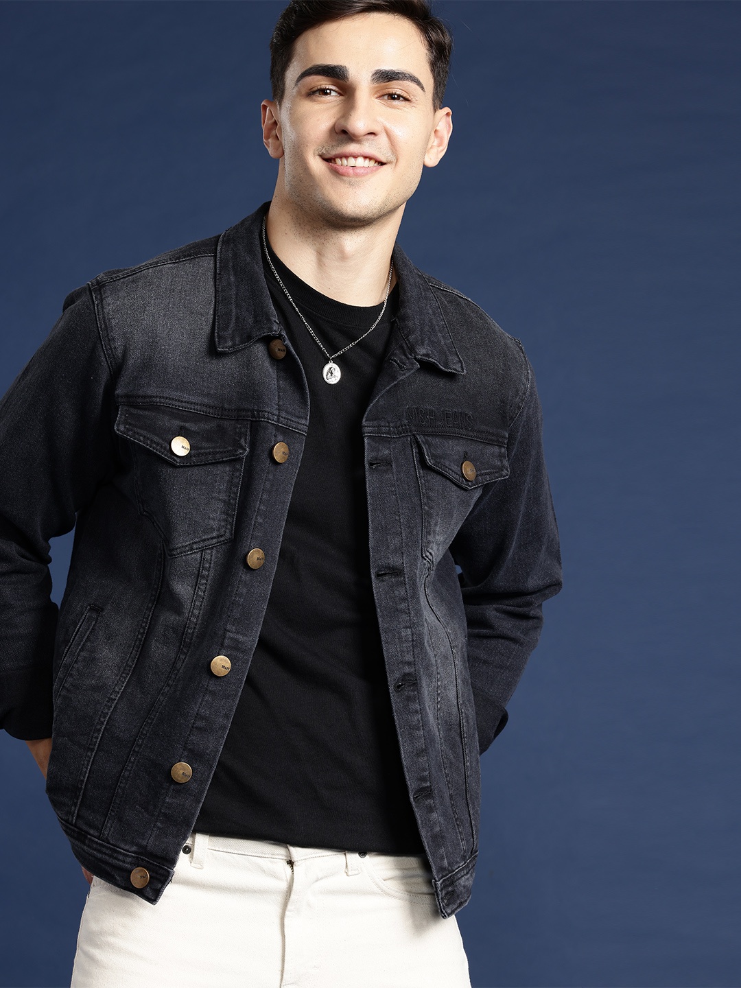 

Mast & Harbour Pure Cotton Denim Jacket, Black