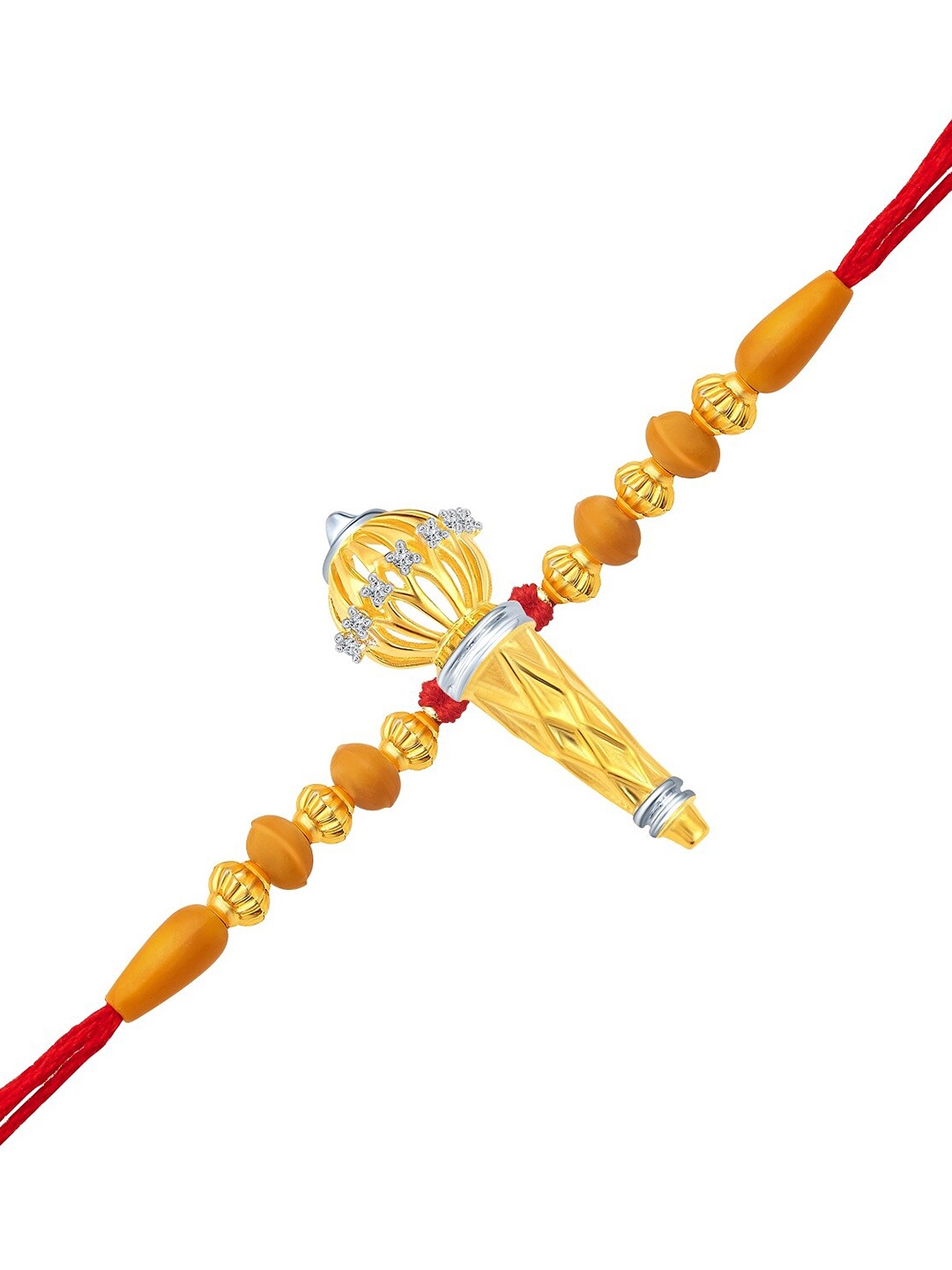 

Vighnaharta Gold & Rhodium-Plated CZ Studded Bajrangi Thread Rakhi