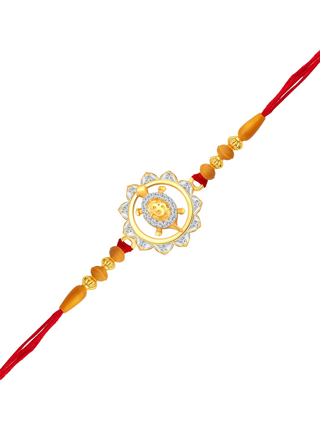 

Vighnaharta Gold & Rhodium Plated CZ Studded Om Tortoise Charm Rakhi