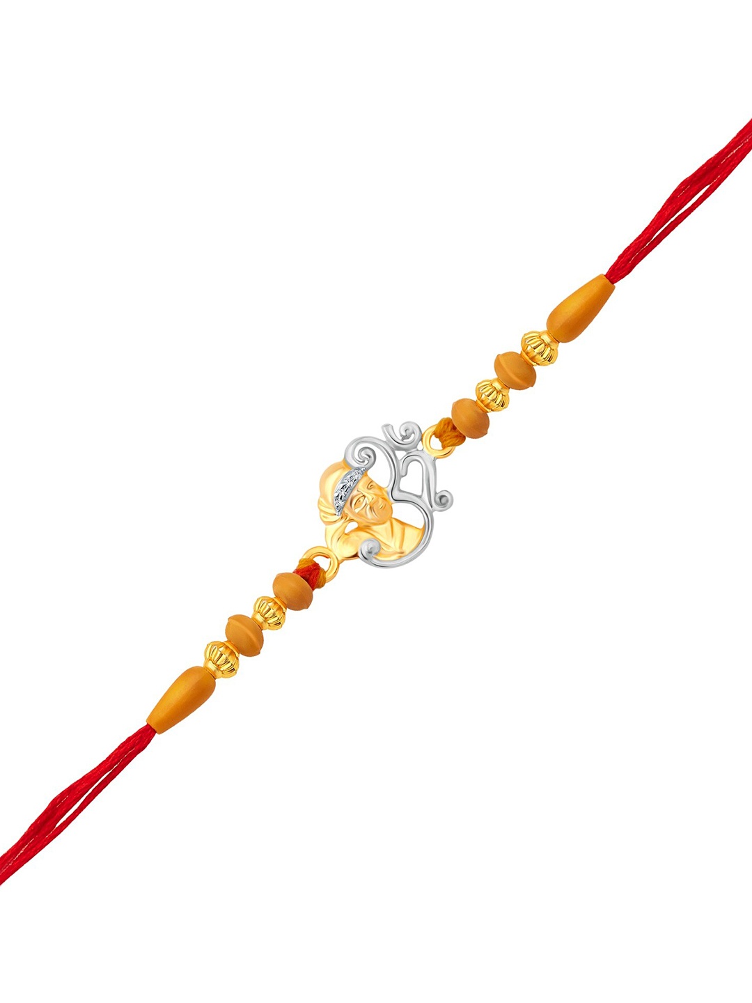 

Vighnaharta Men Gold & Rhodium-Plated CZ Studded Om Sai Thread Rakhi