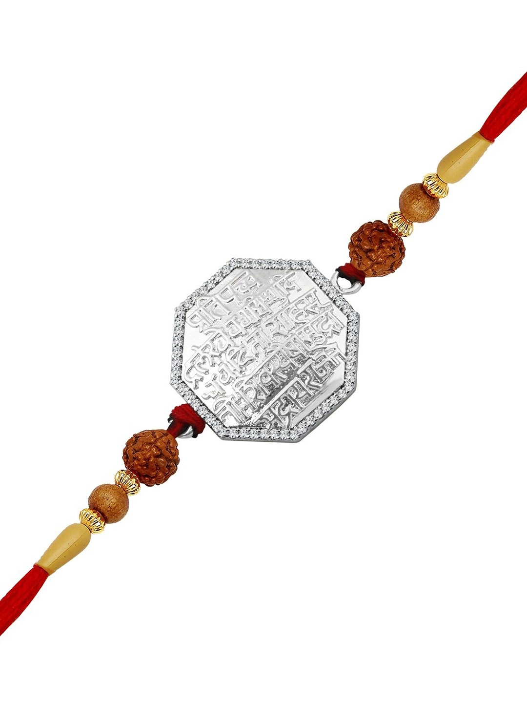

Vighnaharta Gold & Rhodium-Plated Rajmudra Thread Rakhi, Silver