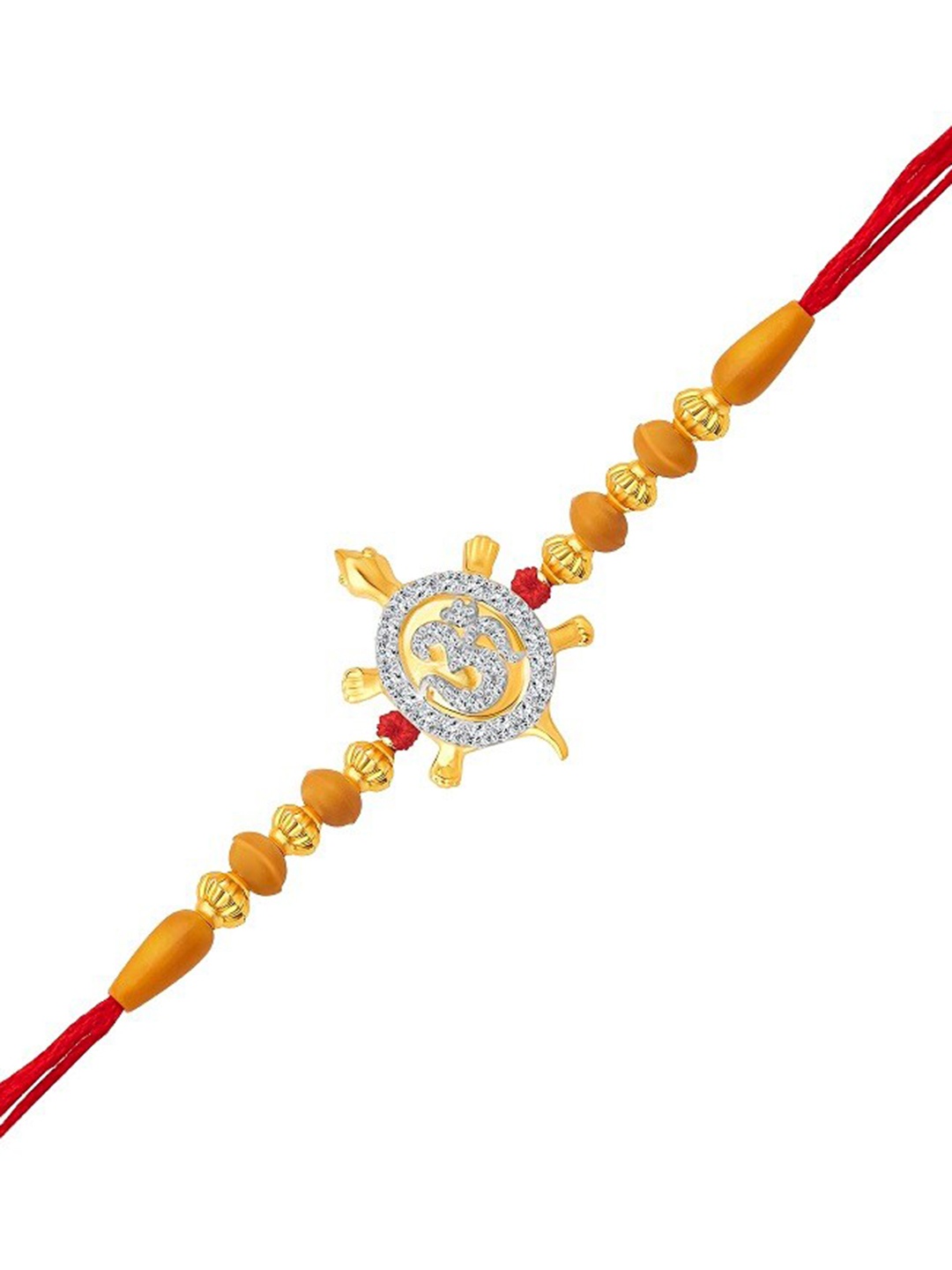 

Vighnaharta Men Gold & Rhodium-Plated CZ Studded Om Rakhi