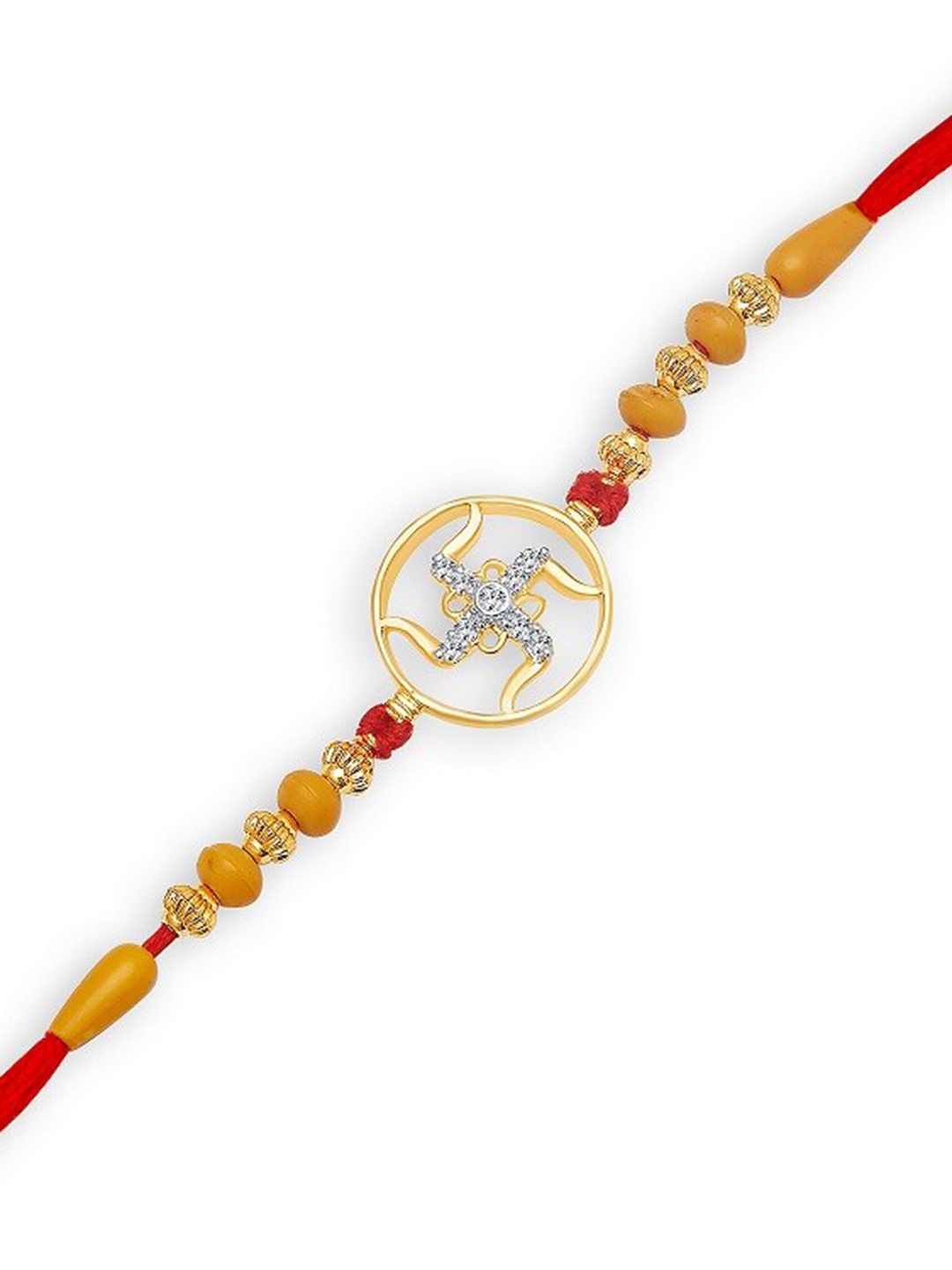 

Vighnaharta Gold & Rhodium-Plated CZ Studded Om Charm Rakhi