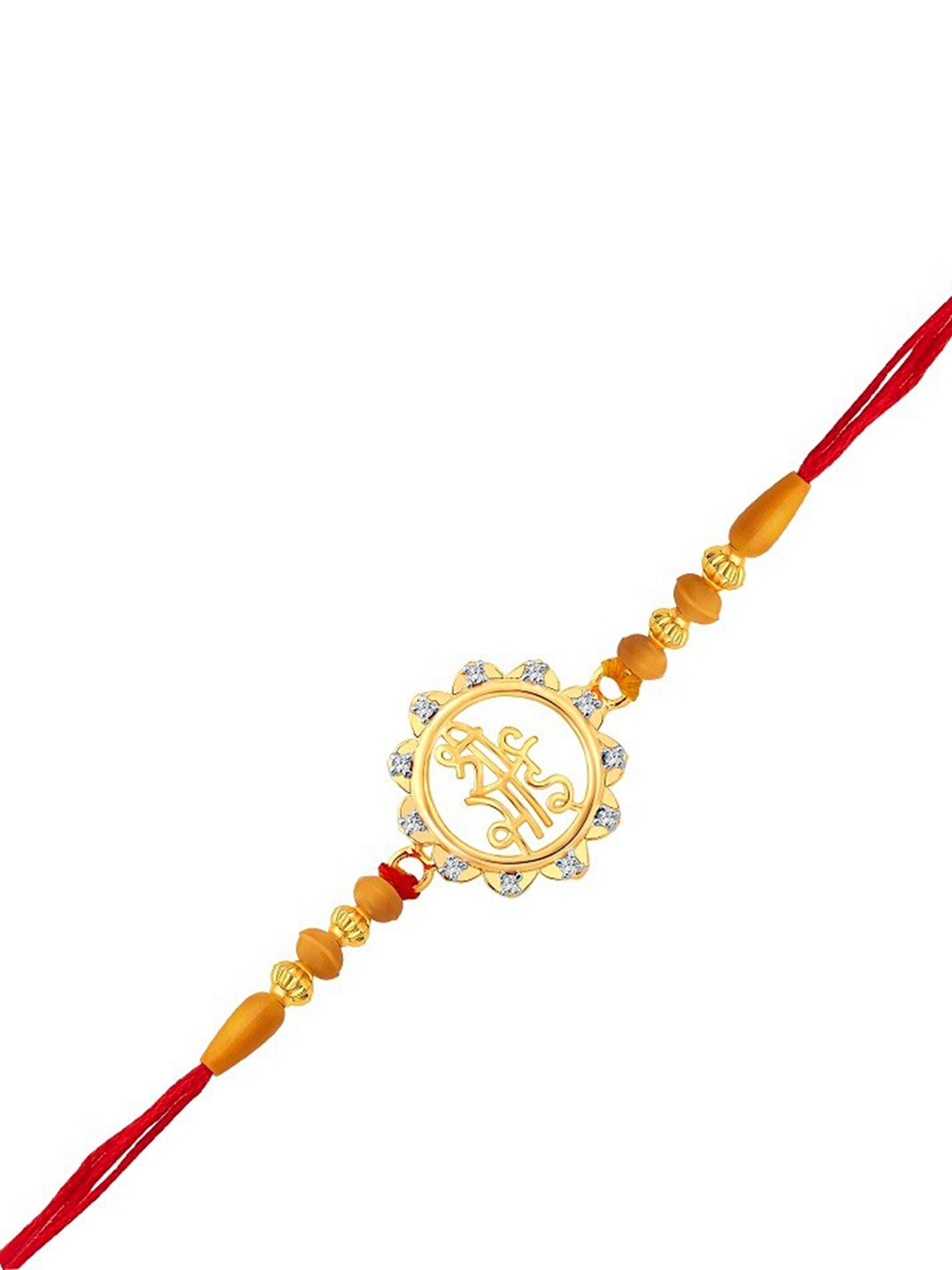 

Vighnaharta Men Gold & Rhodium-Plated CZ-Studded Shri Sai Rakhi