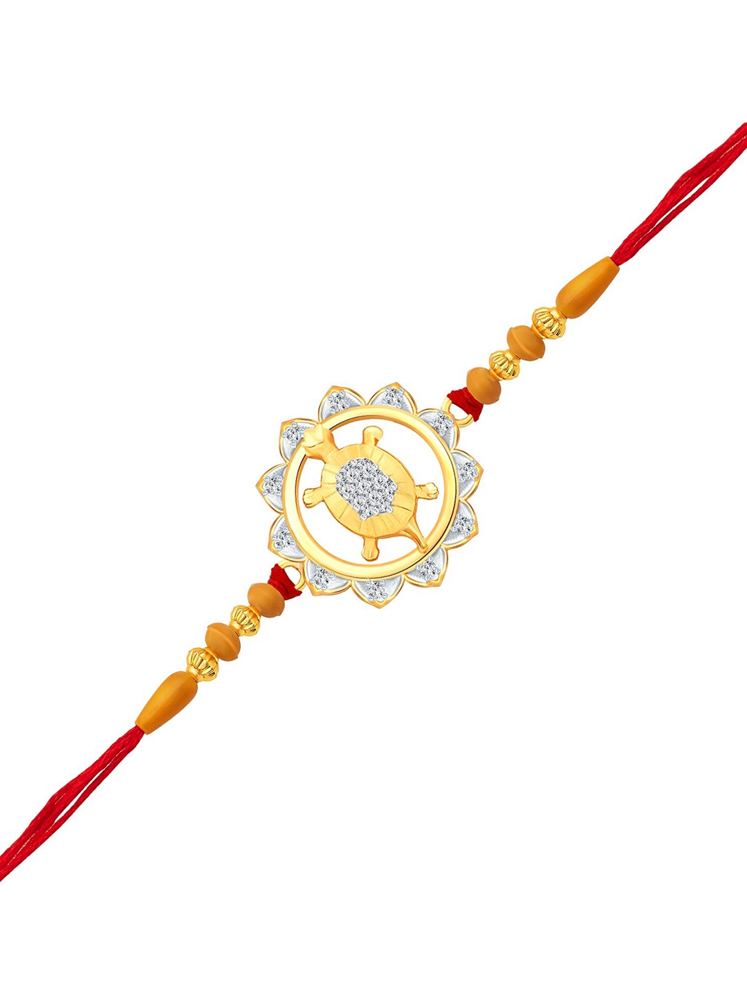 

Vighnaharta Gold and Rhodium Plated CZ-Studded Lucky Tortoise Charm Rakhi