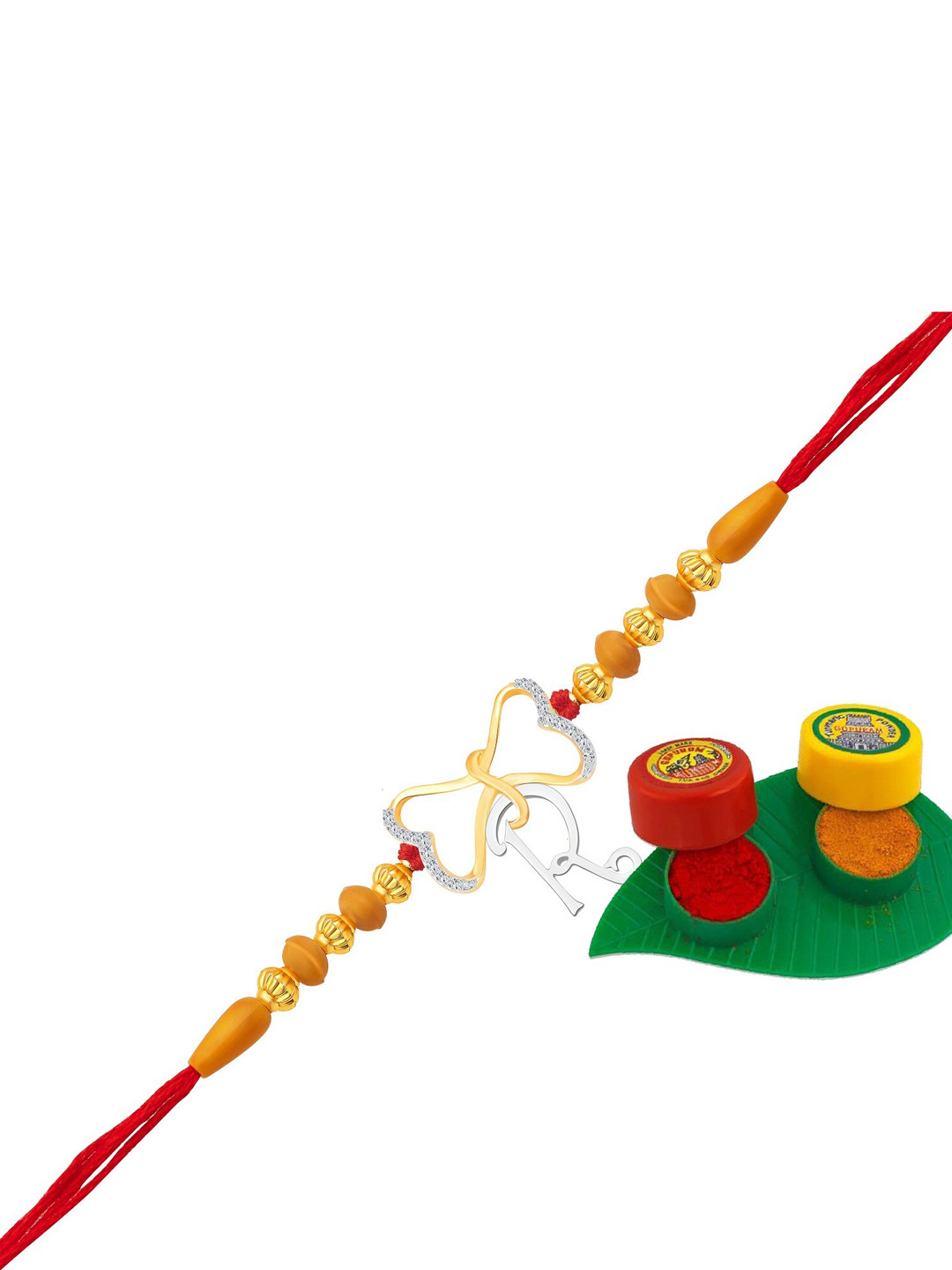 

Vighnaharta Gold & Rhodium-Plated CZ Studded Thread Rakhi