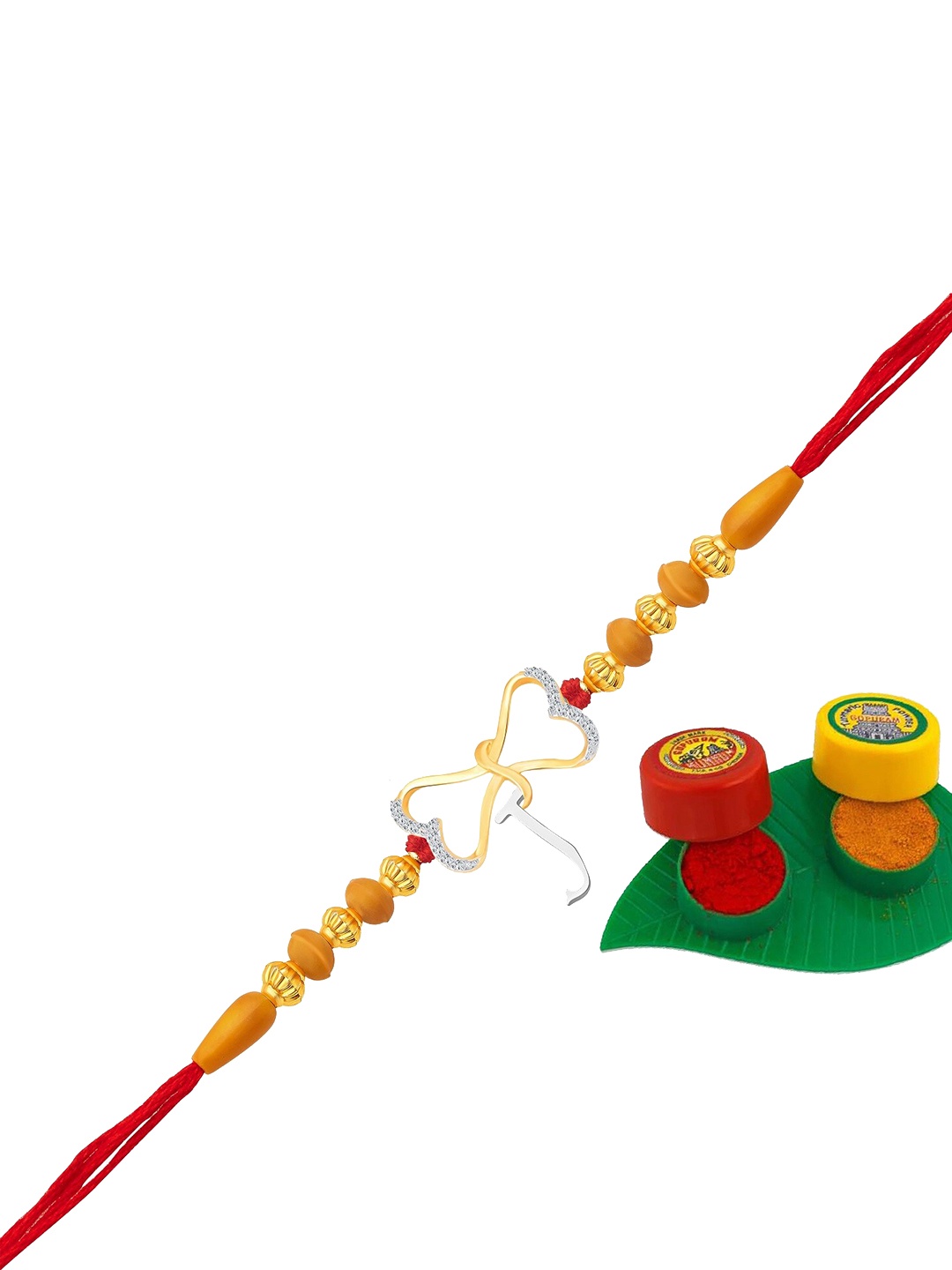 

Vighnaharta Men Gold-Plated & Rhodium-Plated CZ-Studded Initial J Rakhi