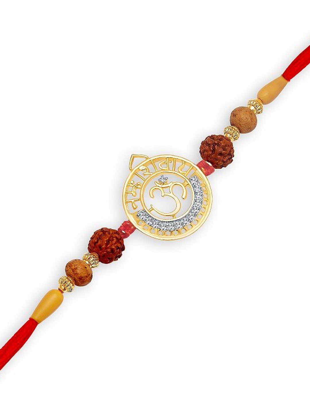 

Vighnaharta Men Gold & Rhodium Plated CZ Studded Om Namaha Shivay Charm Rakhi