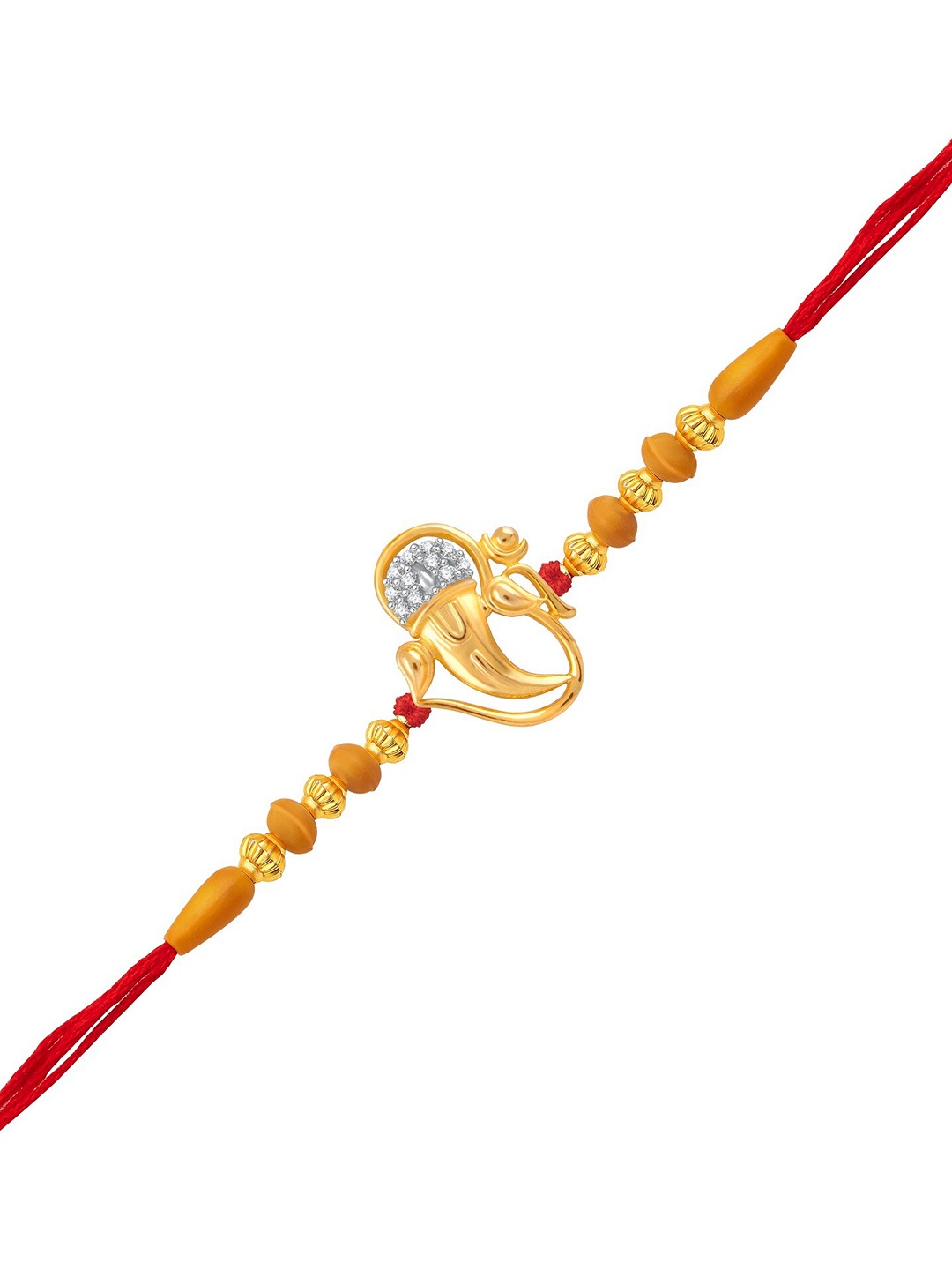 

Vighnaharta Gold & Rhodium-Plated CZ-studded With Omkara Ganesh Charm Rakhi