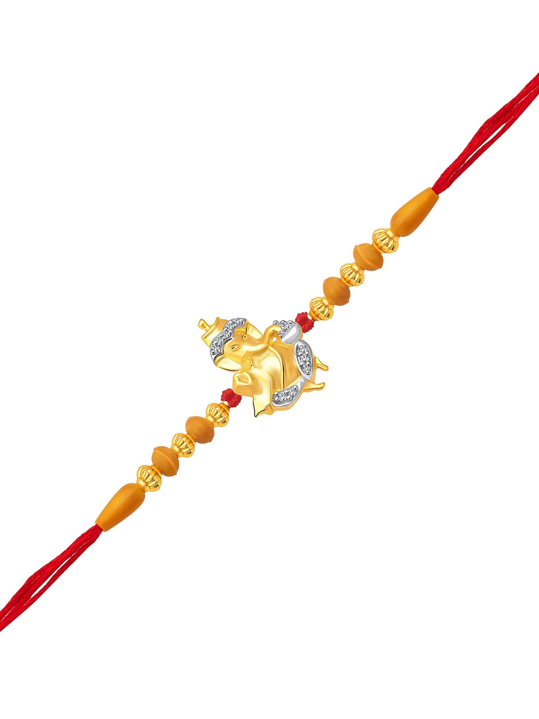 

Vighnaharta Gold & Rhodium Plated CZ Studded Lord Ganpati Charm Rakhi