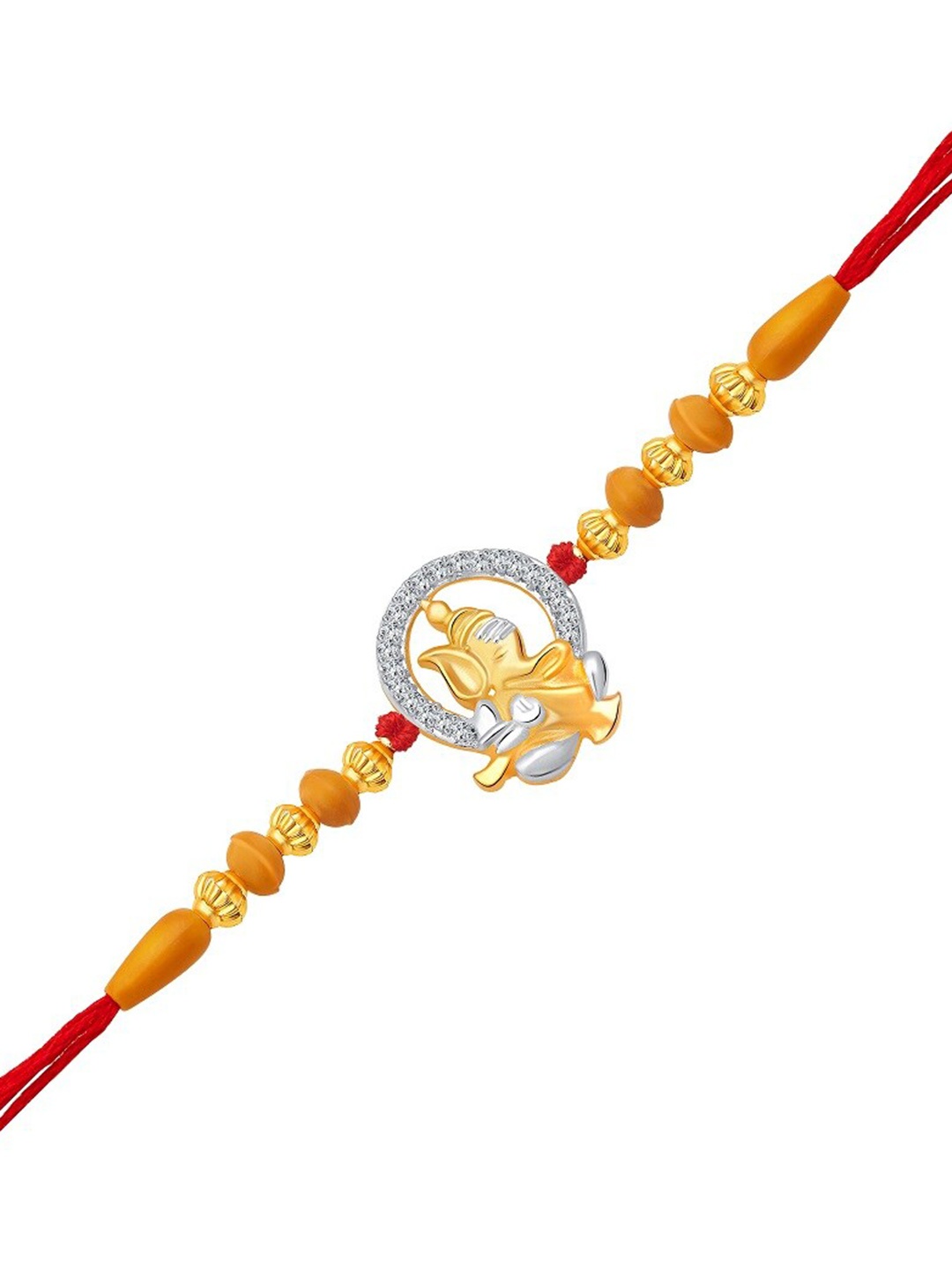 

Vighnaharta Men Gold-Plated & Rhodium-Plated CZ-Studded Rakhi