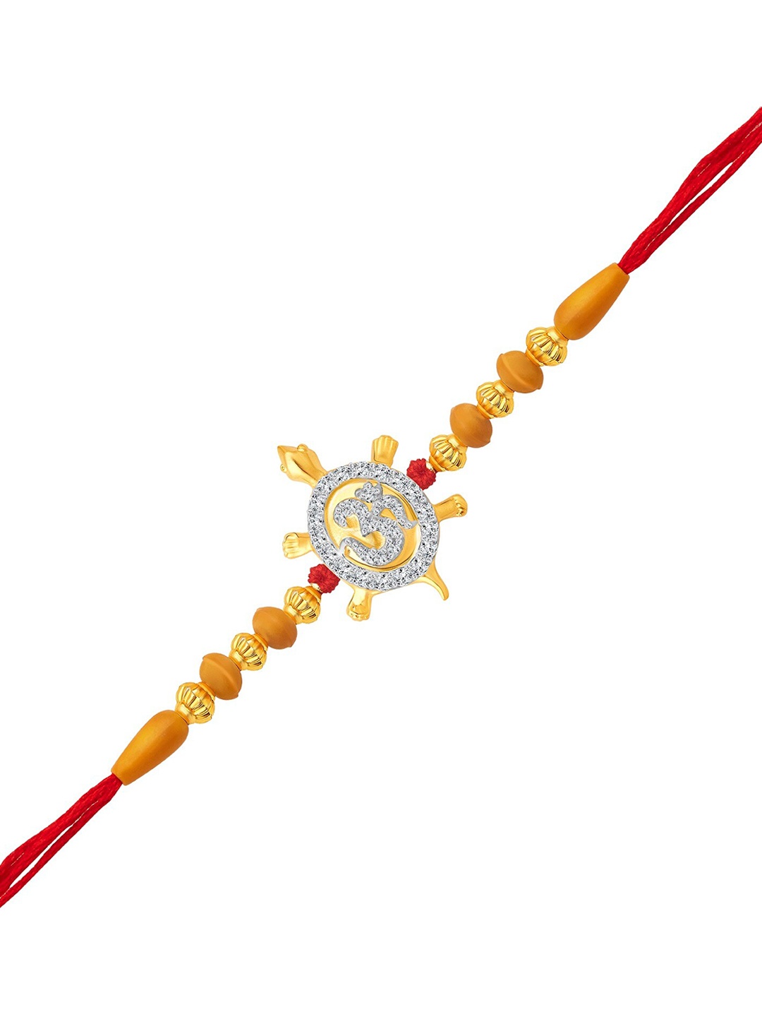 

Vighnaharta Men Gold & Rhodium Plated Spiral Om Charm Rakhi