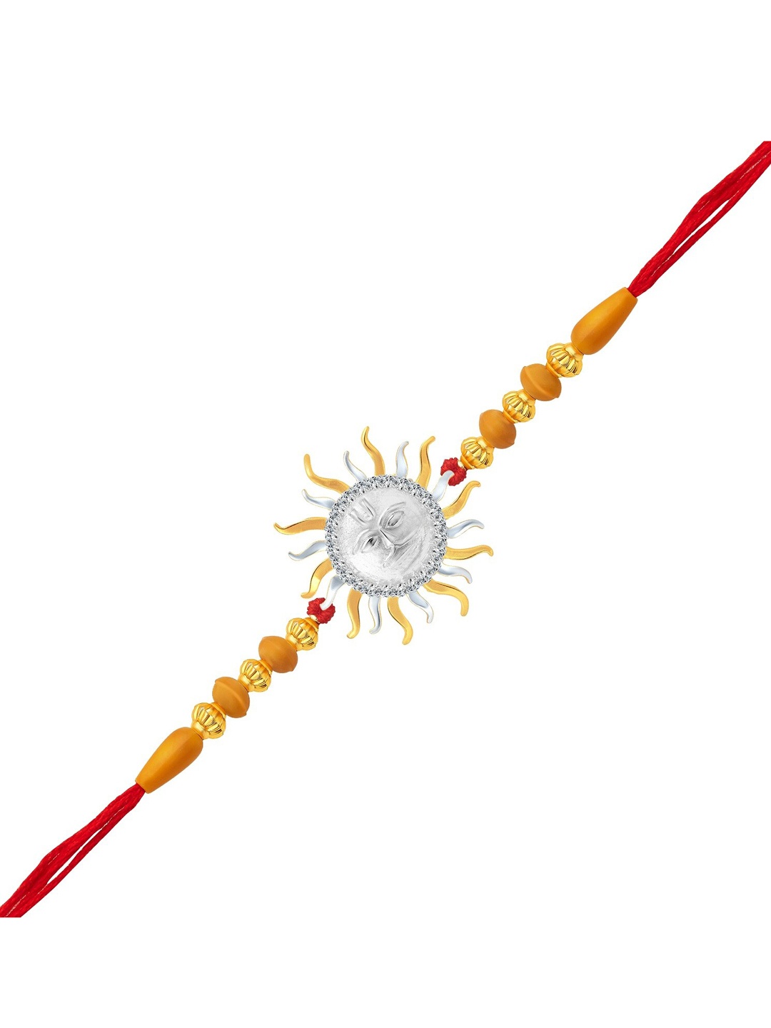 

Vighnaharta Men Rhodium-Plated CZ Studded Thread Rakhi, Silver