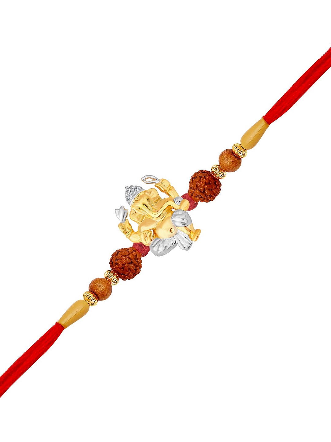

Vighnaharta Gold & Rhodium-Plated CZ Studded Avaneesh Thread Rakhi