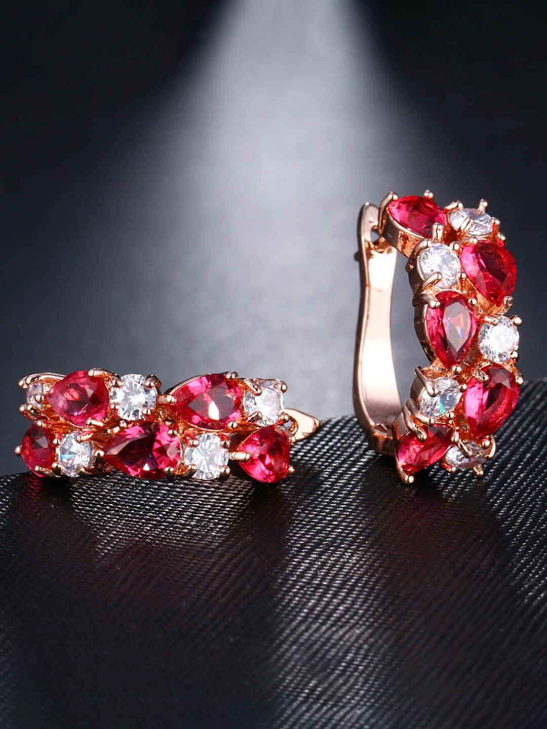 

DressBerry Red Gold-Plated Contemporary Drop Earrings