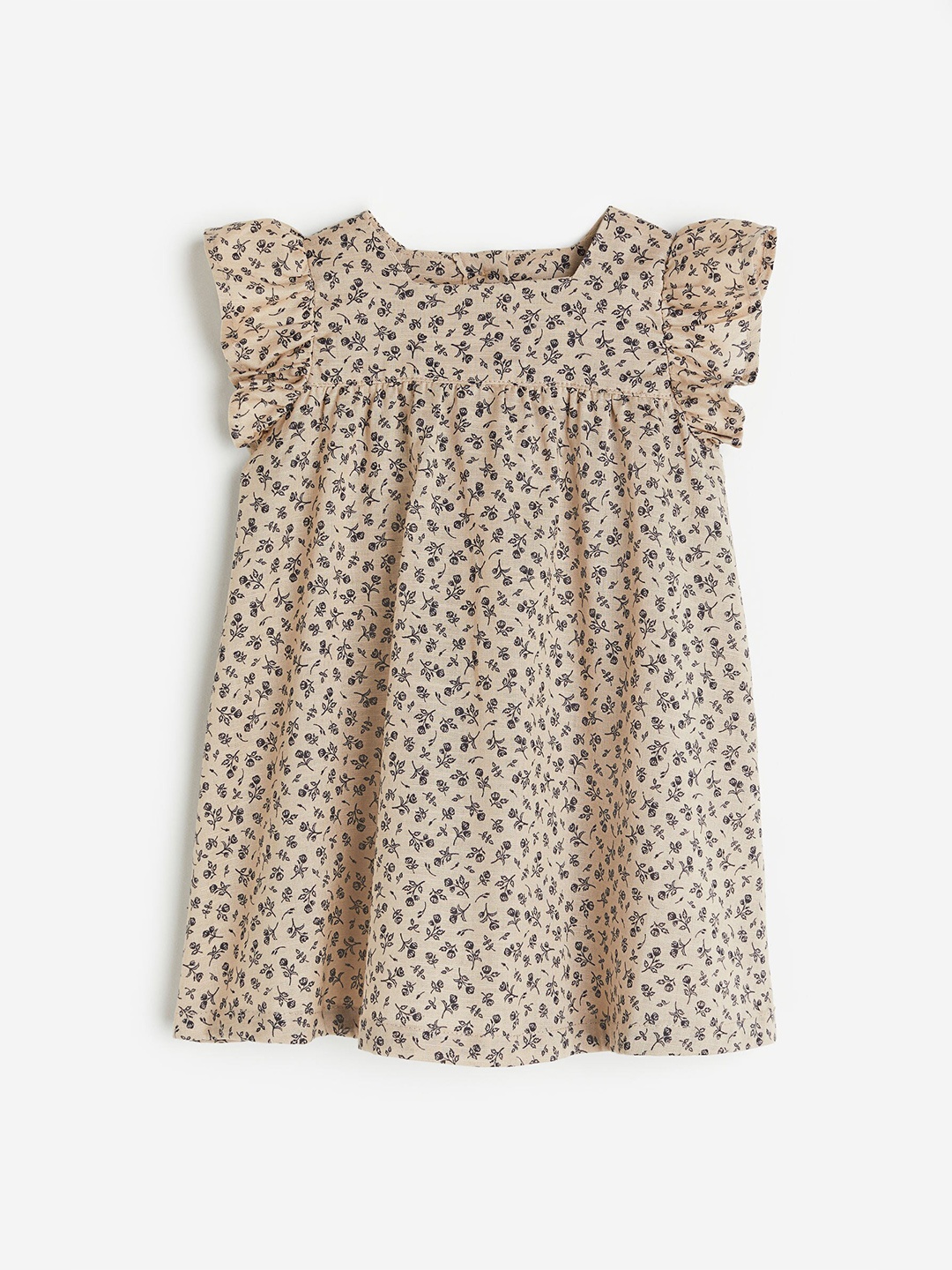 

H&M Girls Flutter-Sleeve Dress, Beige