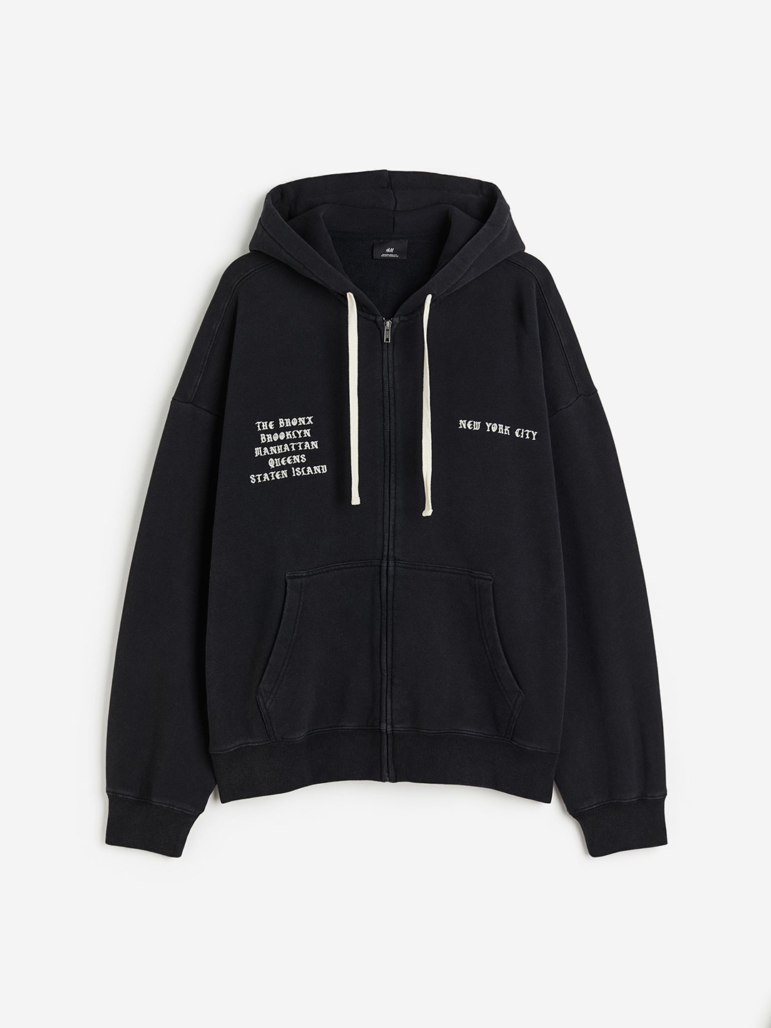 

H&M Oversized Fit Zip-Through Hoodie, Black