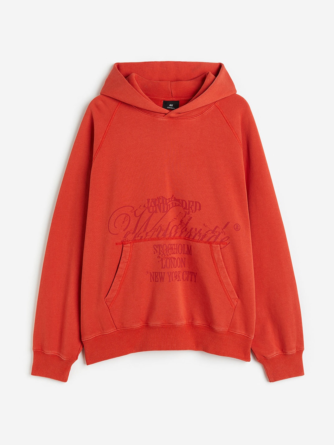 

H&M Oversized Fit Printed Hoodie, Red
