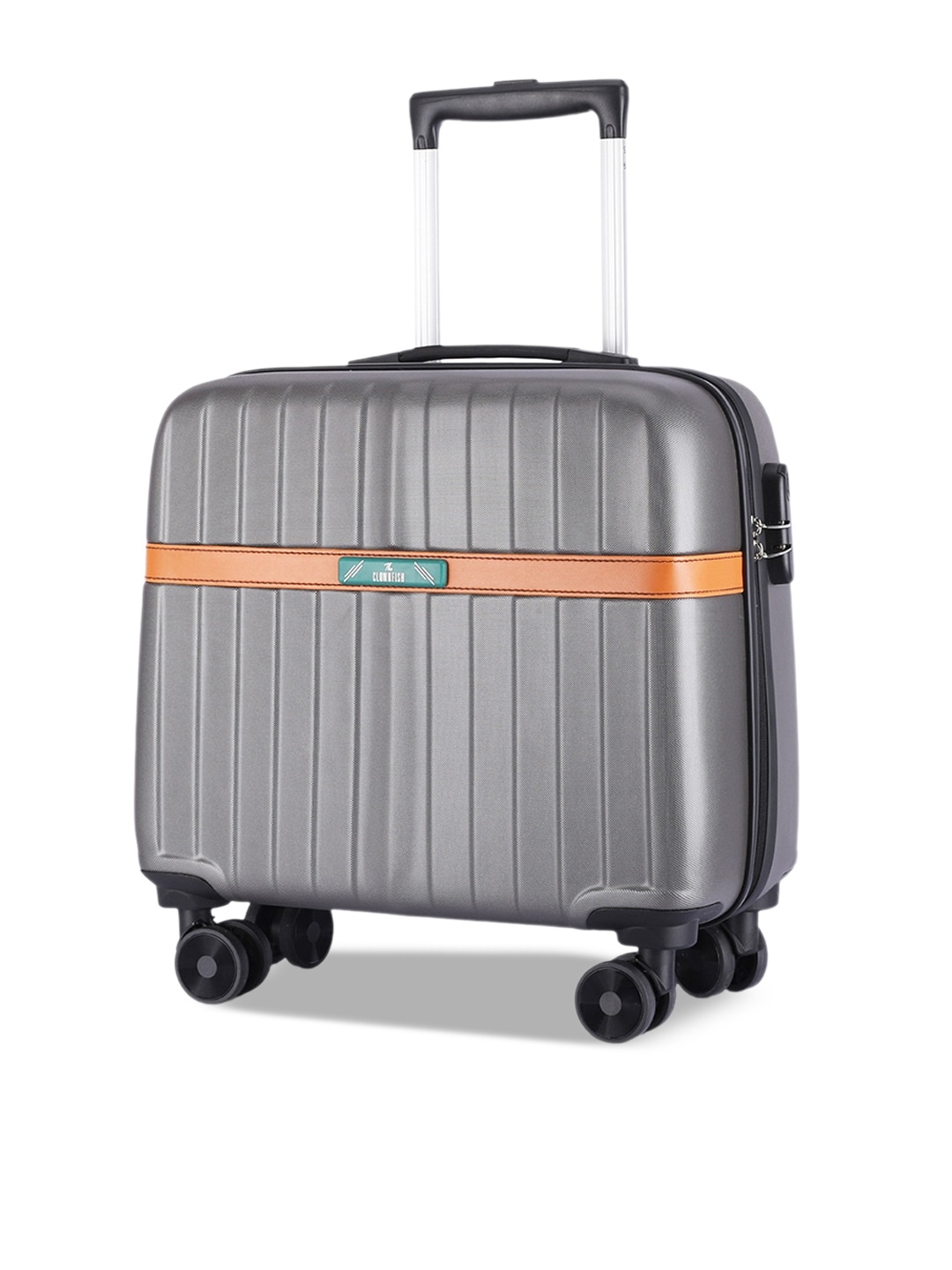 

THE CLOWNFISH Grey ABS Hard Case Suitcase Eight Wheel Trolley Bag