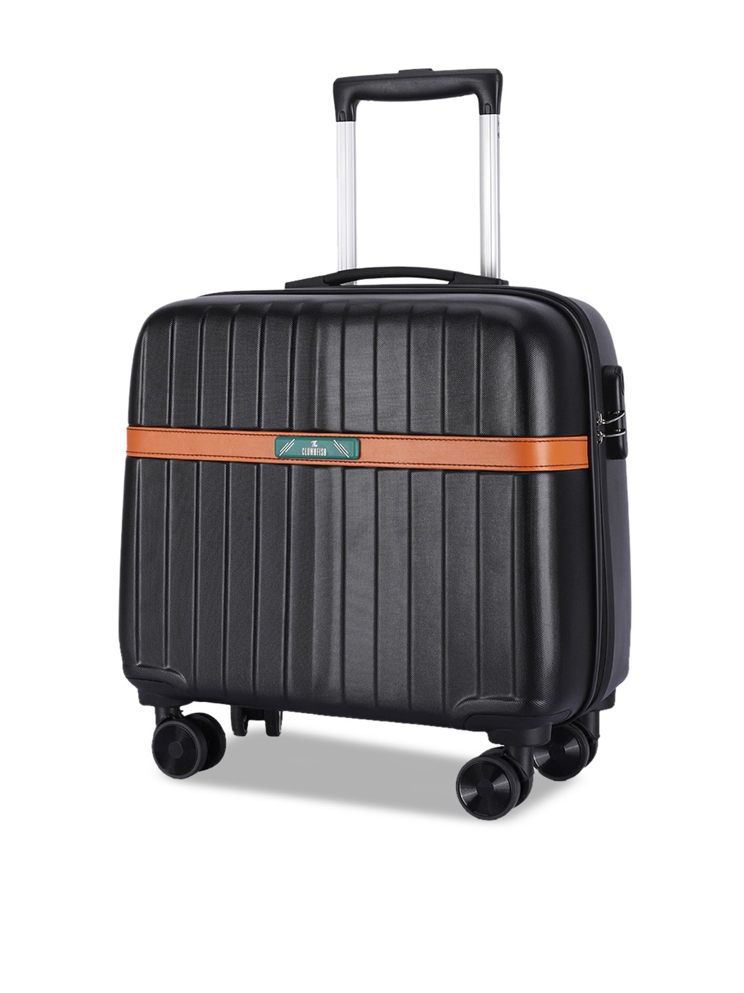 

THE CLOWNFISH Textured Hard-Sided Cabin Trolley Suitcase, Black