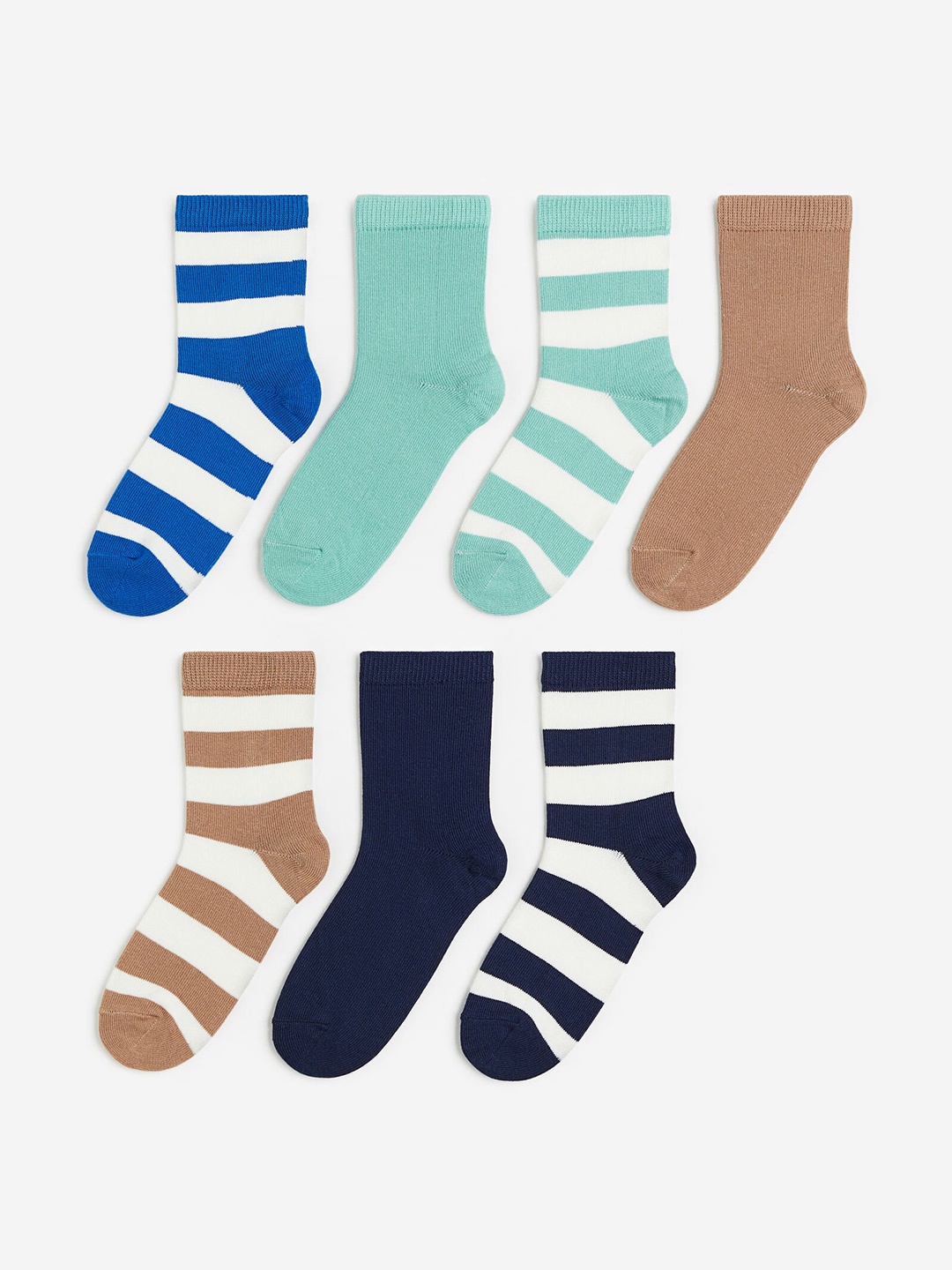 

H&M Boys 7-Pack Patterned Socks, Beige