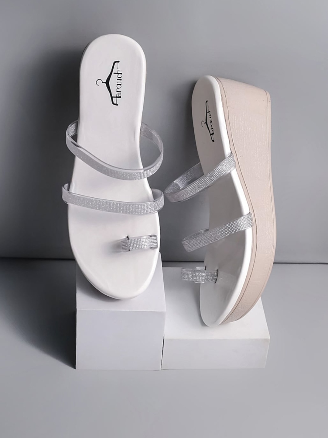 

Brauch Embellished One Toe Flatform Heels, White
