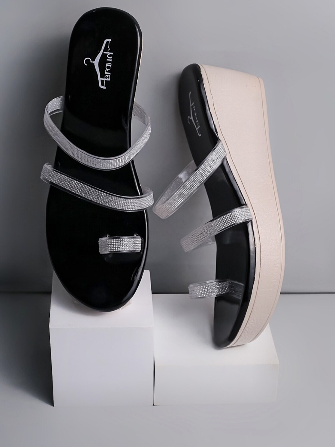 

Brauch Embellished One Toe Flatform Heels, Silver