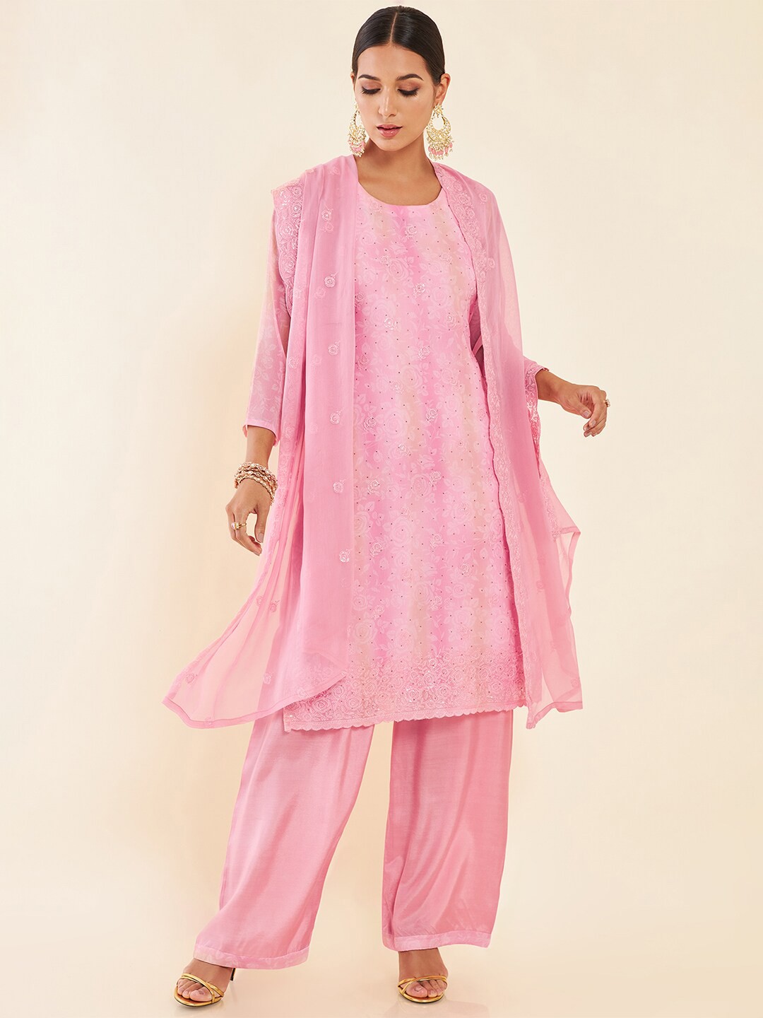 

Soch Embroidered Unstitched Dress Material, Pink