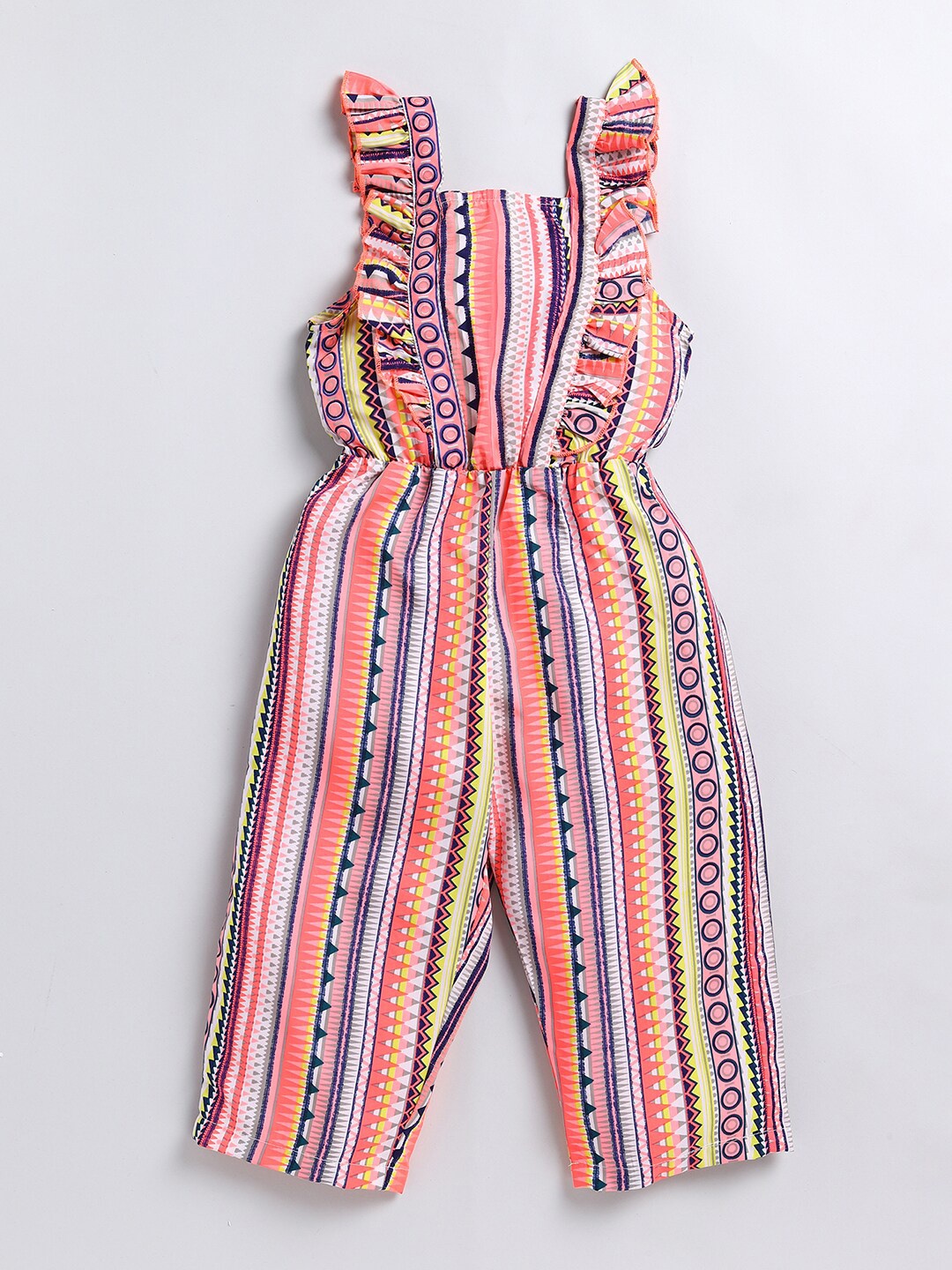 

M'andy Girls Aztec Printed Shoulder Strap Cotton Jumpsuit, Pink