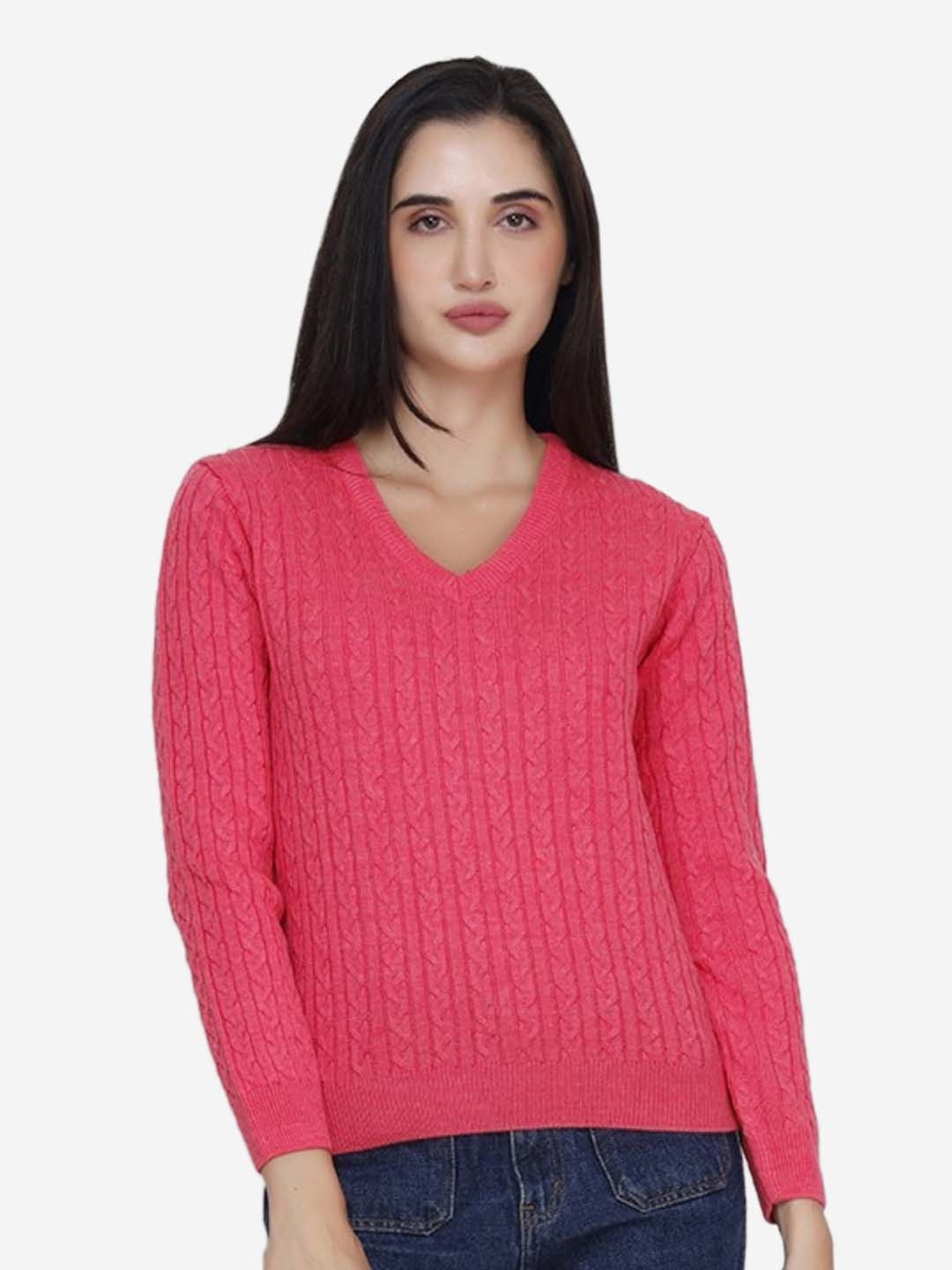 

JoE Hazel Parisian Cable Acrylic Pullover Sweater, Pink