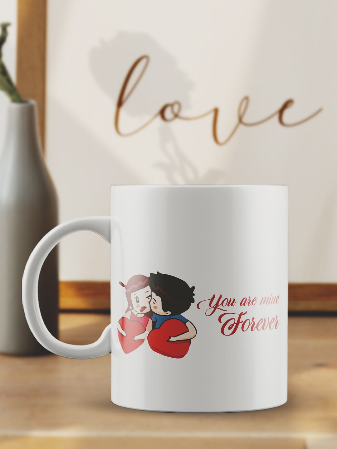 

eCraftIndia White & Red Text or Slogans Printed Ceramic Matte Mug - 100 ml