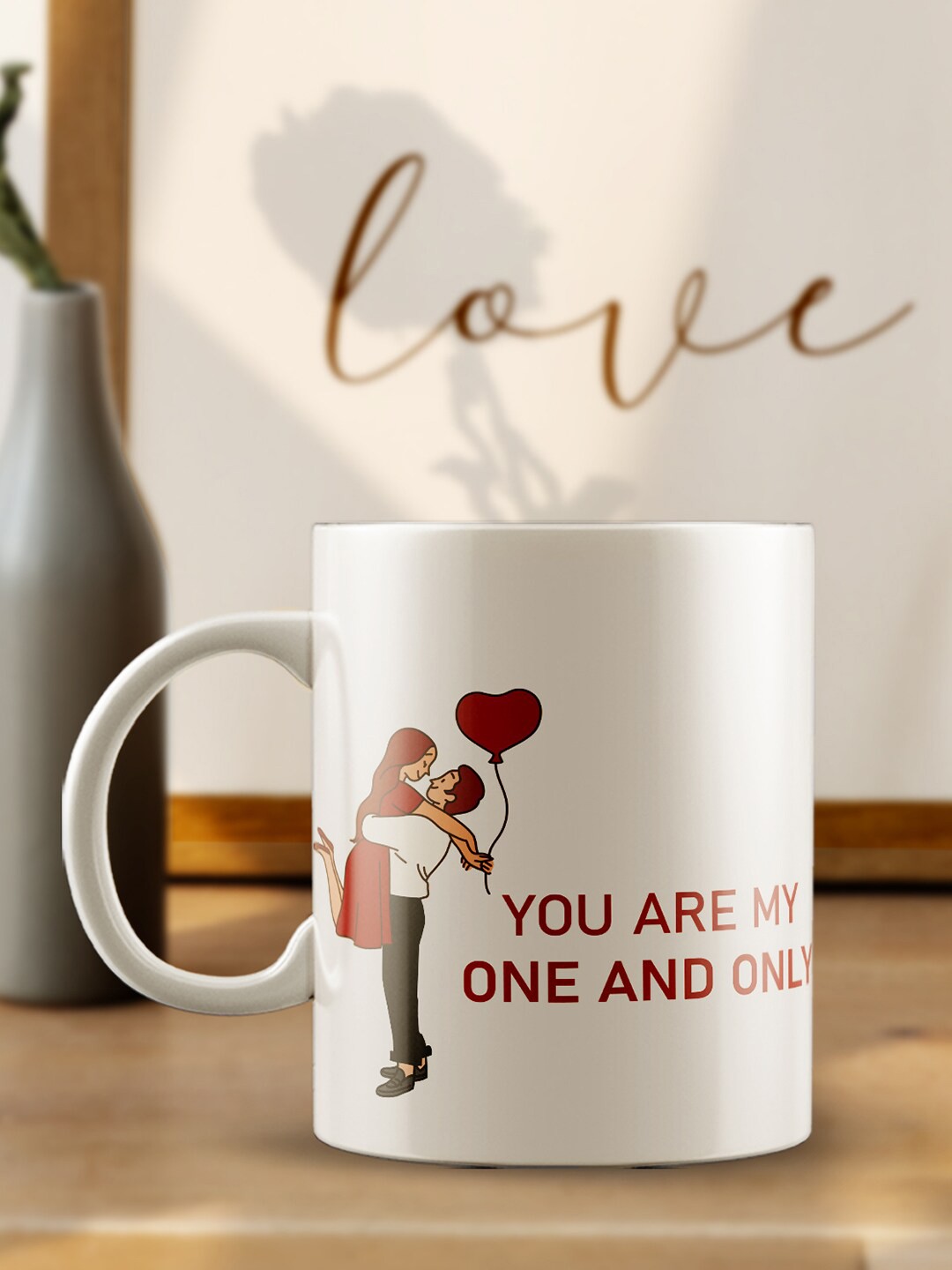 

eCraftIndia White & Red Printed Ceramic Glossy Mug - 100 ml