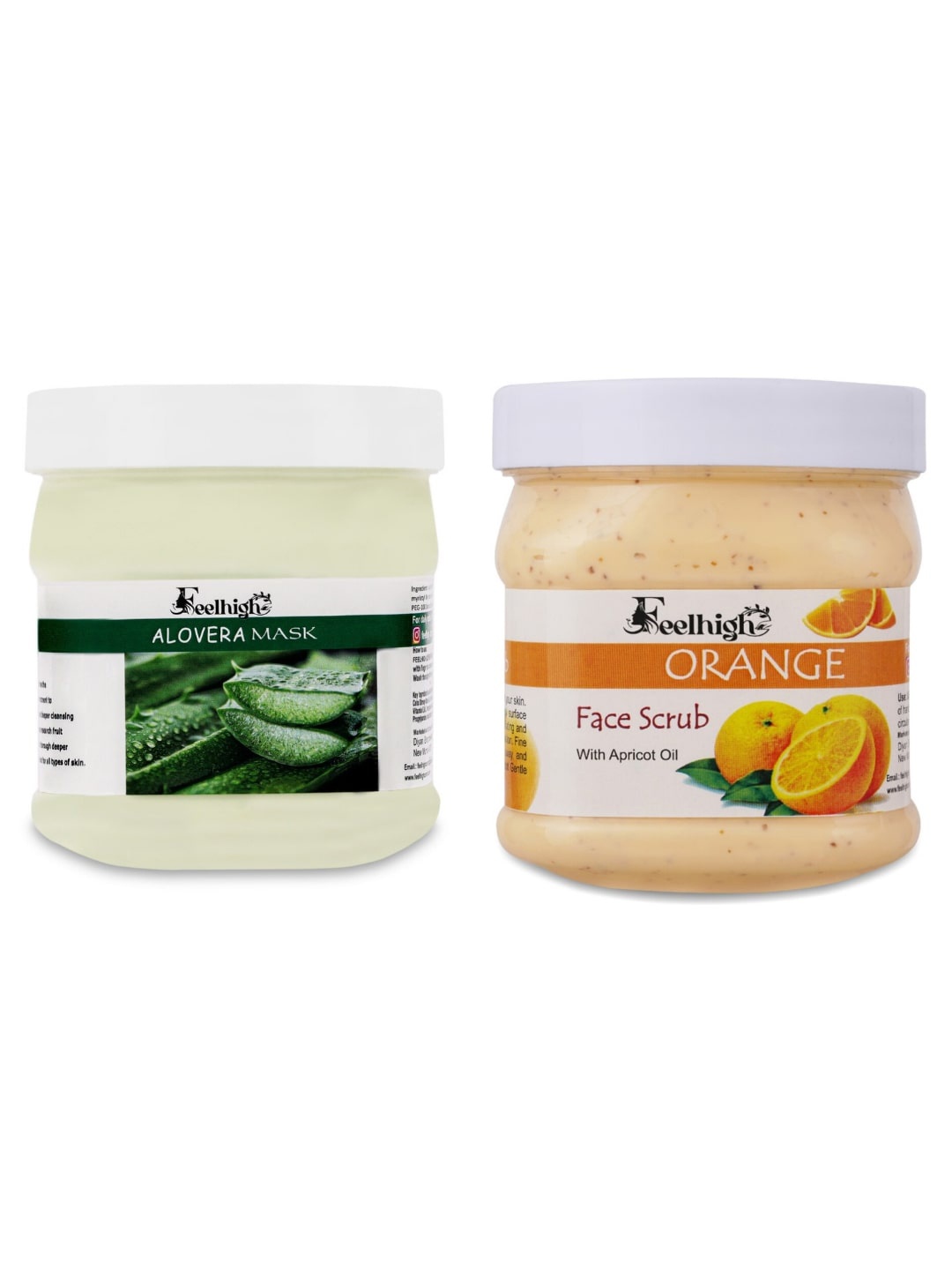 

FEELHIGH Face & Body Aloe Vera Mask 500ml & Orange Scrub 500ml, Multi