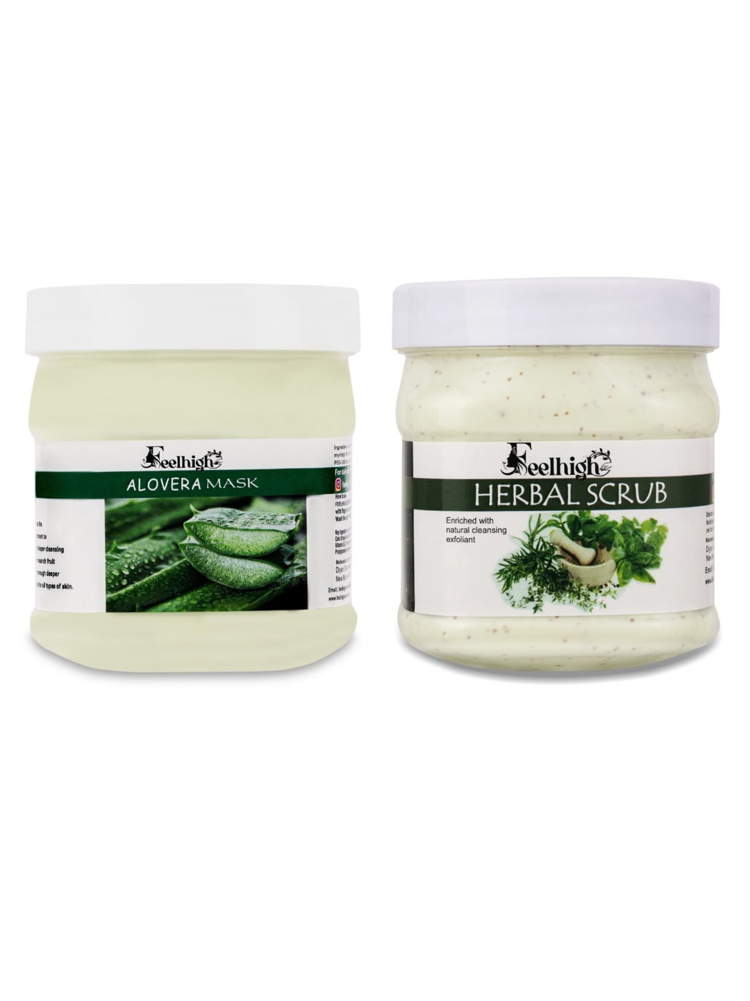 

FEELHIGH Face & Body Aloe Vera Mask 500ml & Herbal Scrub 500ml, Multi