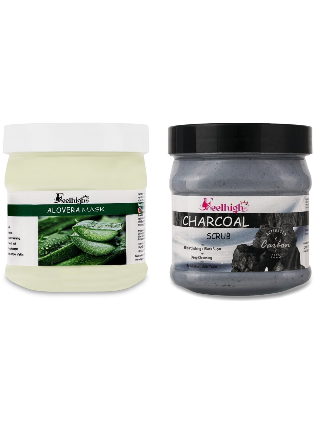 

FEELHIGH Face & Body Aloe Vera Mask & Charcoal Scrub-1000ml, Multi