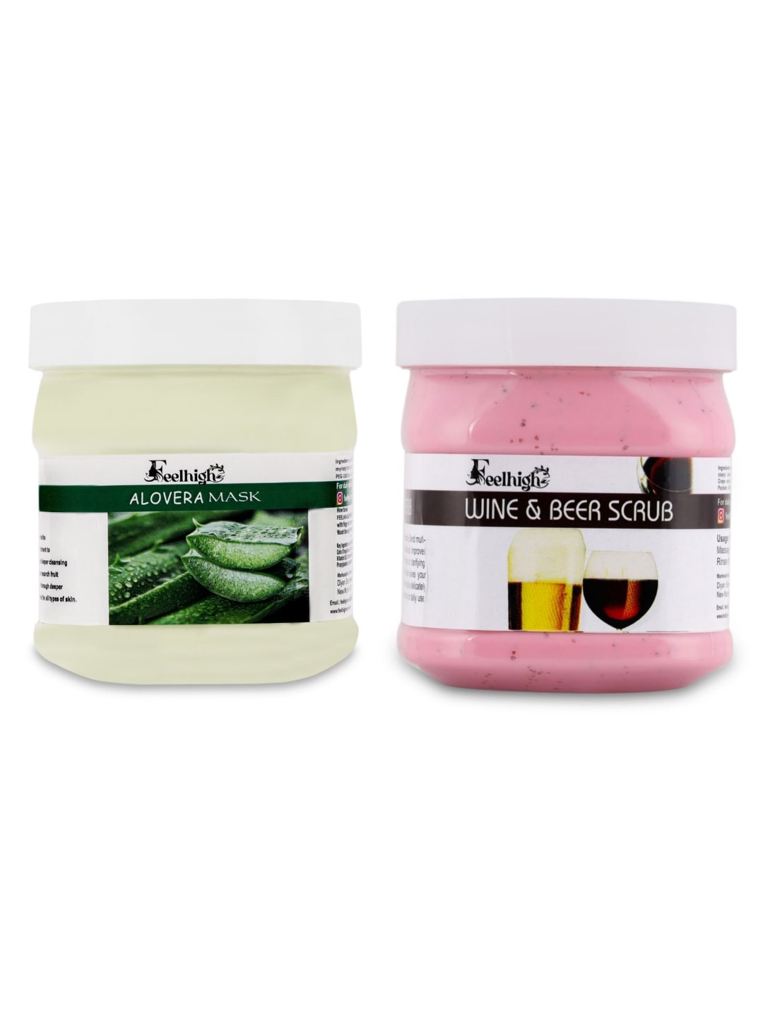 

FEELHIGH Face & Body Aloe Vera Mask 500ml & Wine And beer Scrub 500ml, Multi